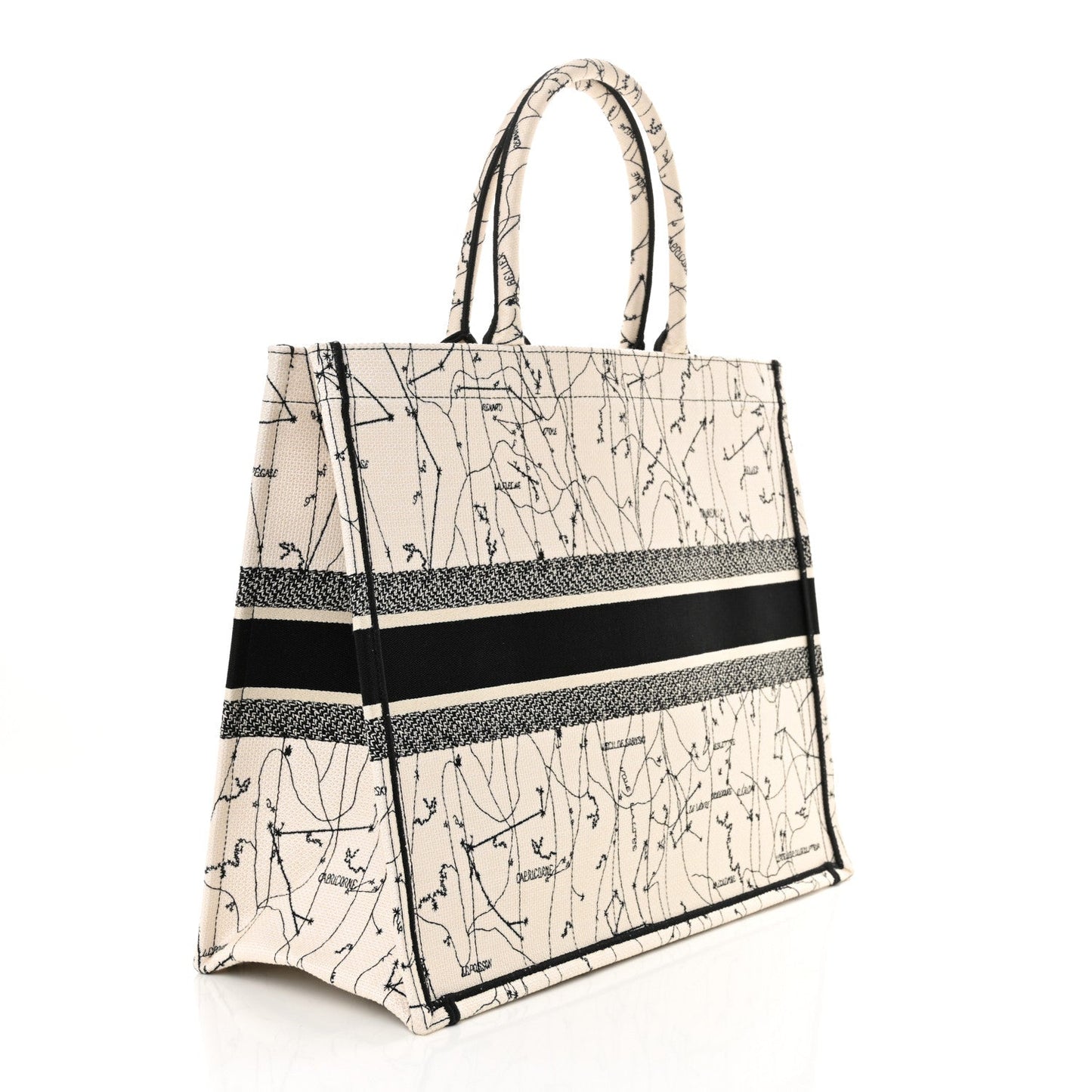 Christian Dior Canvas Embroidered Large Zodiac Book Tote Latte Multicolor