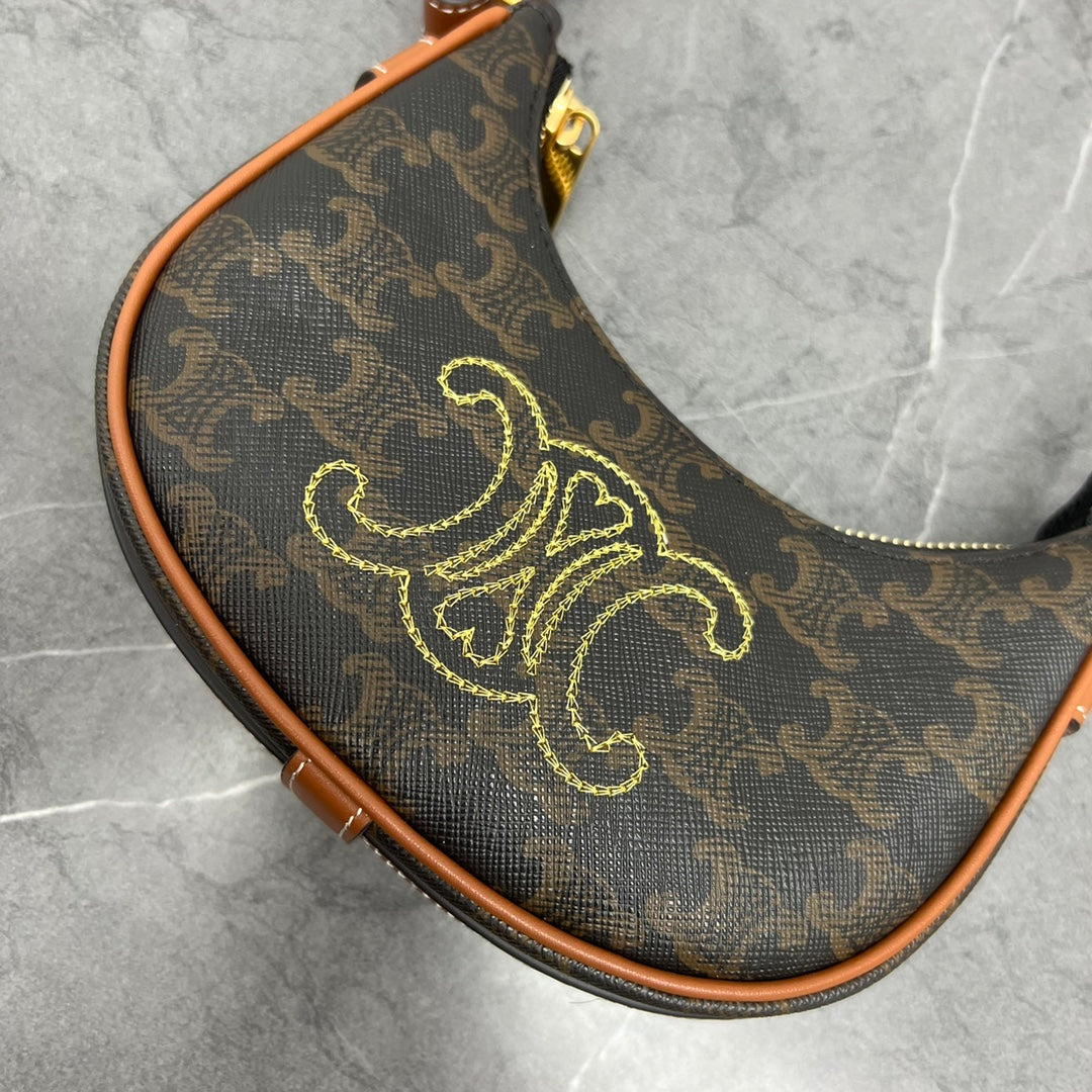 Top Quality Triope Heart Embroidered Mini ATop Qualitya – Triope Canvas Brown For Women 6.4in/16cm 10I602EB1.04LU