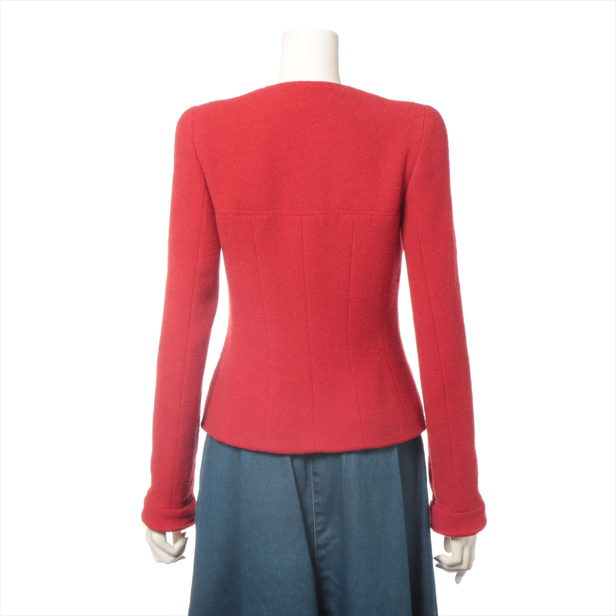 Chanel Coconut Button 95A Wool  Nylon Jacket 36  Red Twid P05302V04291