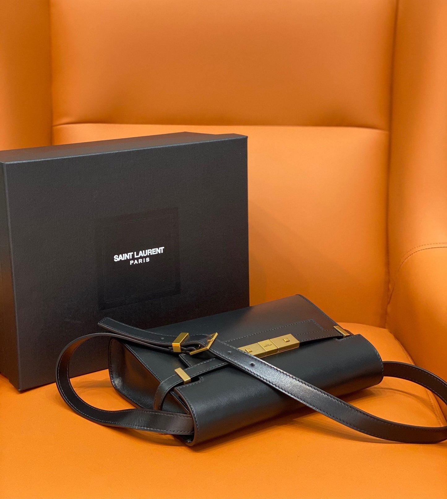 YSSL Manhattan Small Shoulder Bag Black For Women 9in/24cm YSL 6756260SX0W1000