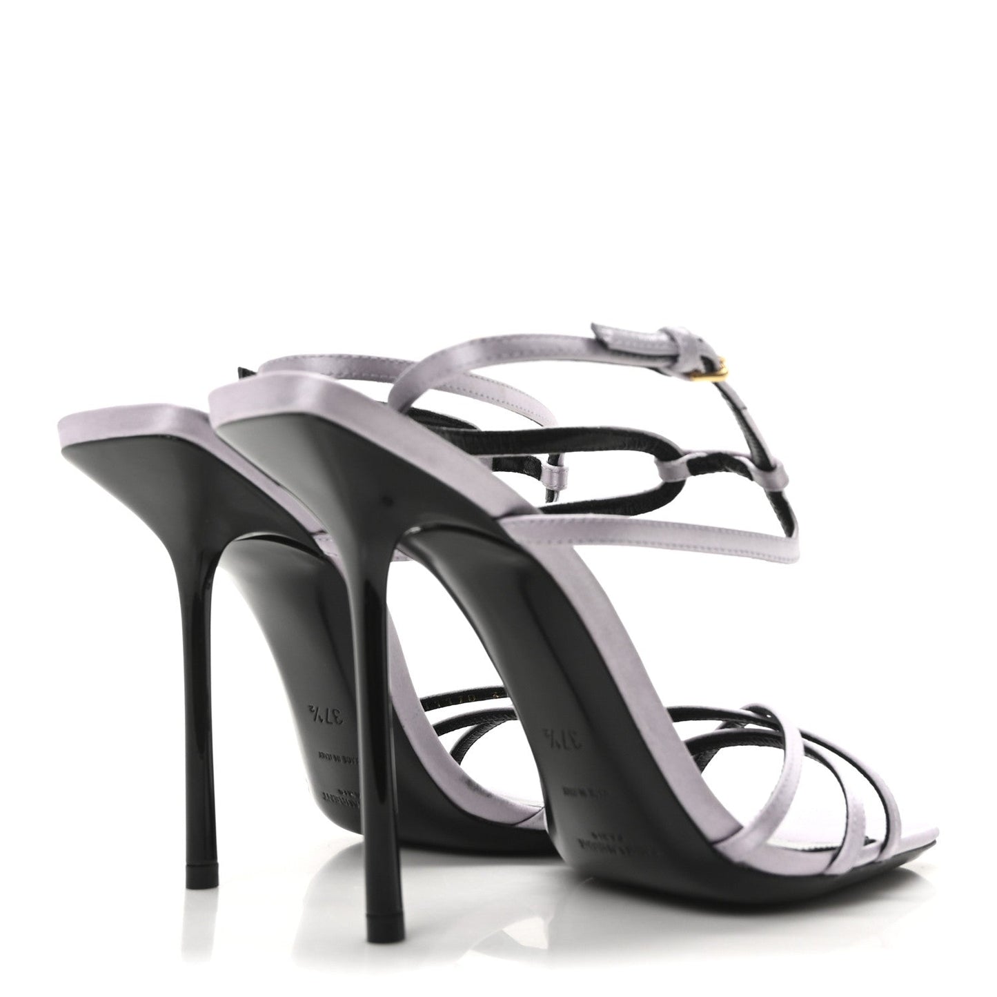 Saint Laurent Crepe Satin Baliqua 105 Ankle Strap Sandals 37.5 Poly Grey