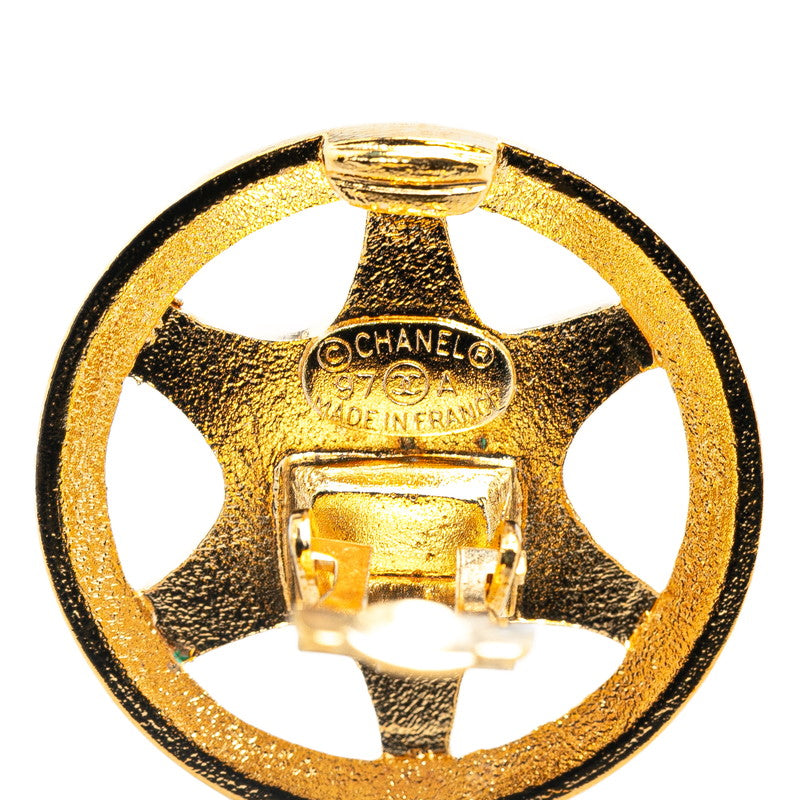 Chanel Gold Plated Coco Mark Round Earrings 97A