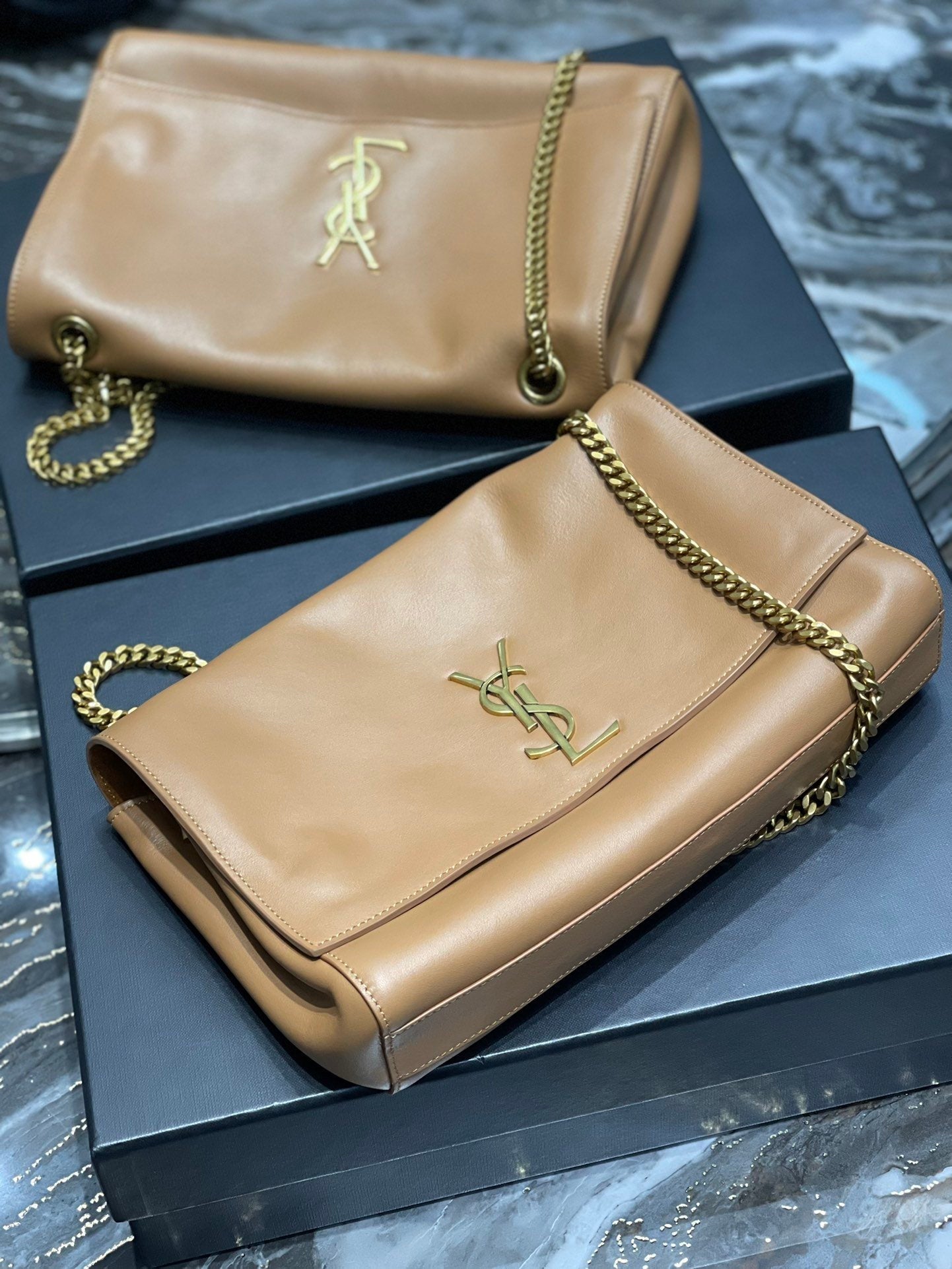 Top Quality Kate MeTop Qualityum Reversible Chain Bag Brown In Suede With Gold Hardware For Women 11.2in/29cm YSL