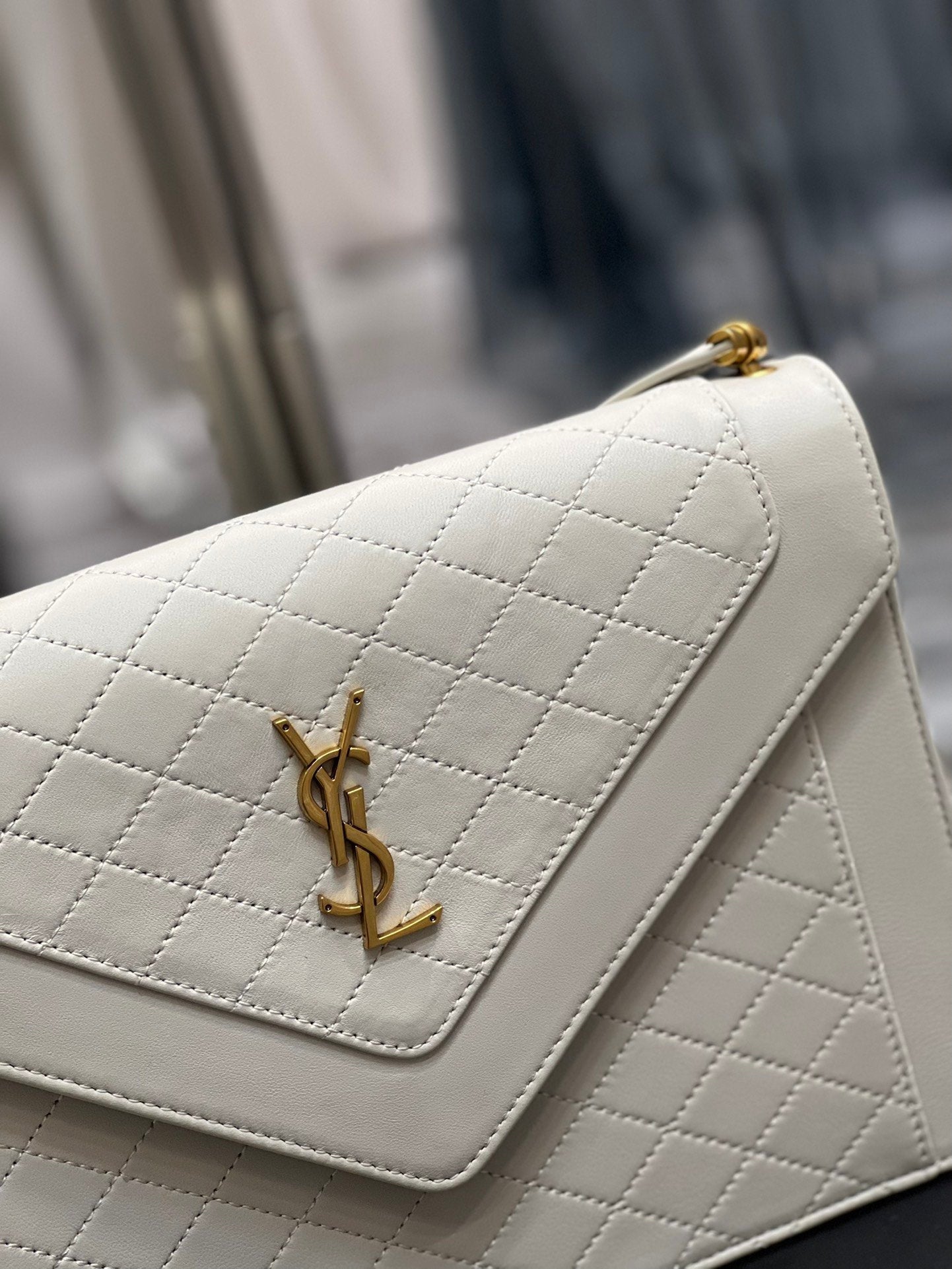 Top Quality Gaby Satchel Bag In White With Gold Toned Hardware For Women 10.2in/26cm YSl 6688631EL079207