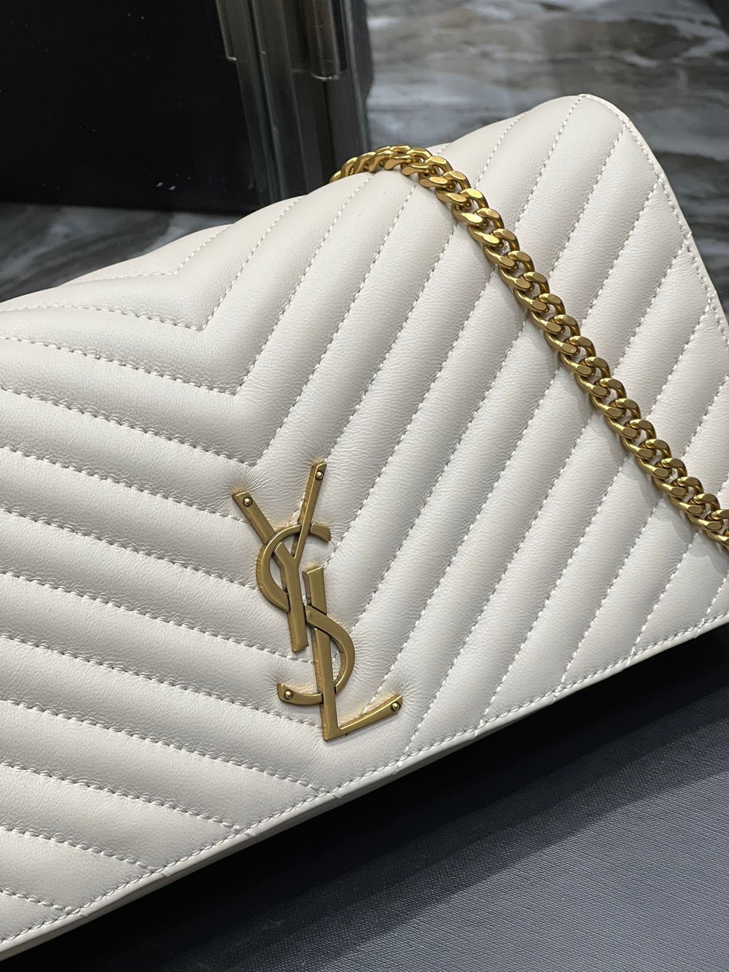 Top Quality Kata 99 Chain Bag White With Gold Hardware For Women 10.2in/26cm YSL