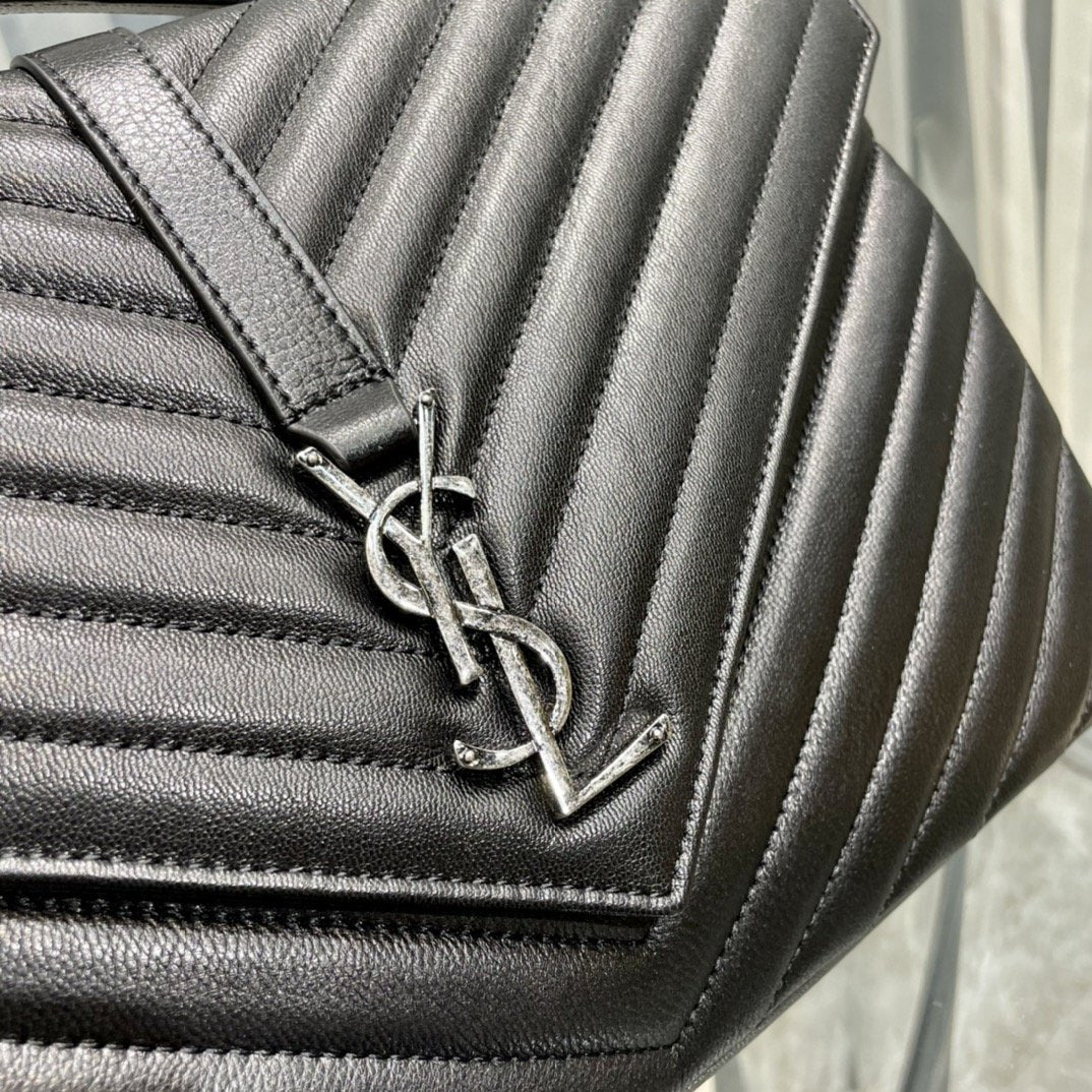 Top Quality College Large Chain Bag Black With Silver TonedHardware For Women 12.6in/32cm YSL 600278BRM041000