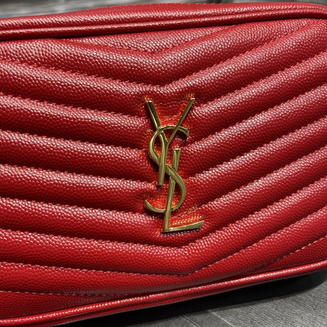 Top Quality Lou Mini Bag Red In Quilted Grain De Poudre With Gold Hardware For Women 7.4in/19cm YSl 6125791GF076008