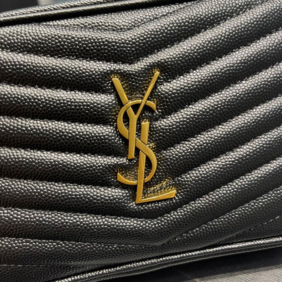 YSSL Lou Mini Bag Black In Quilted Grain De Poudre With Gold Hardware For Women 7in/19cm YSl 6125791GF011000