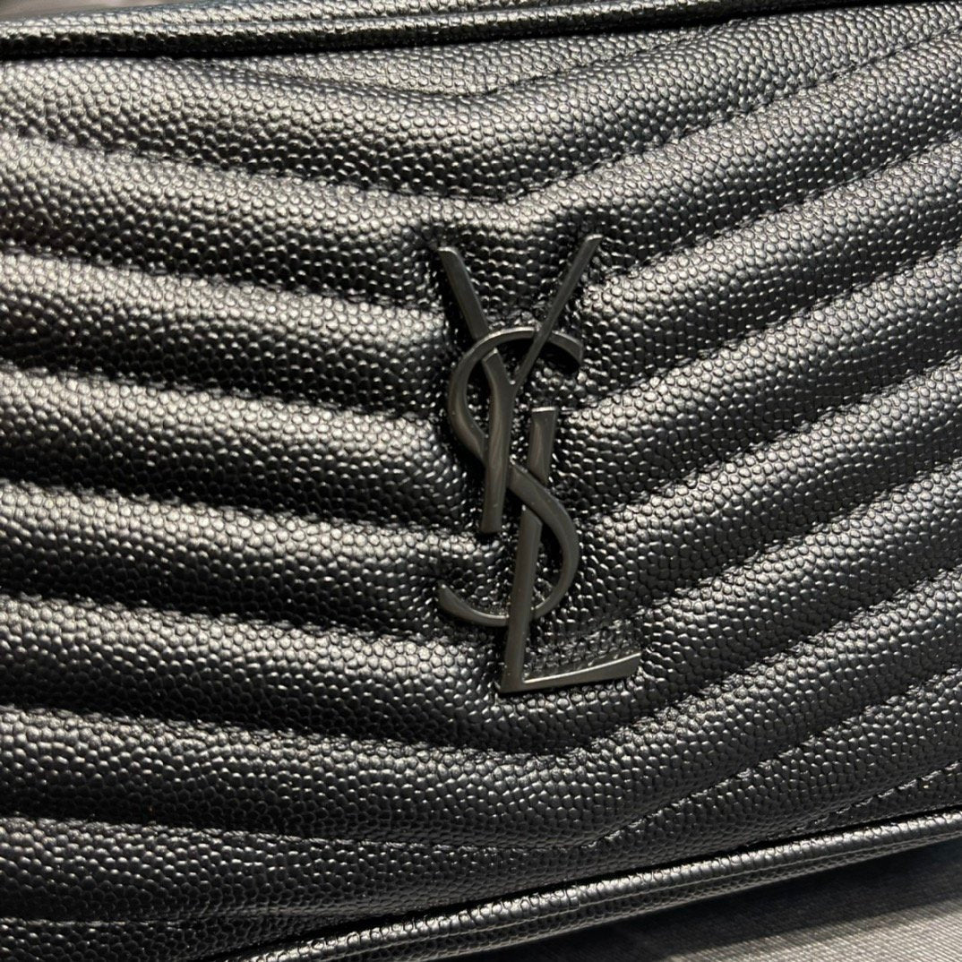 YSSL Lou Mini Bag Black In Quilted Grain De Poudre With Metal Toned Hardware For Women 7in/19cm YSl 6125791GF081000