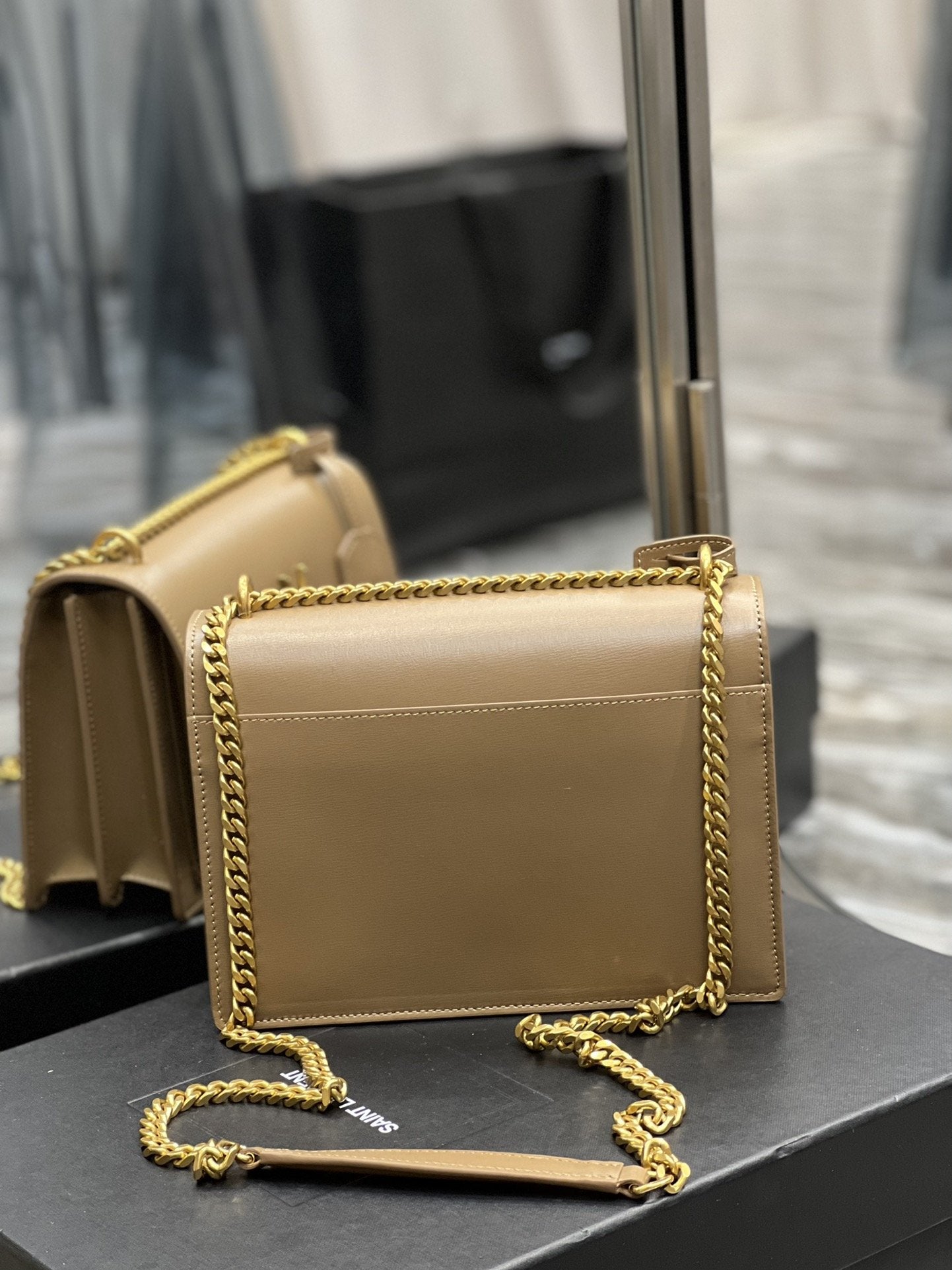 YSSL Sunset Medium Chain Bag For Women 8in/22cm Dark Beige YSL 442906D420W2721
