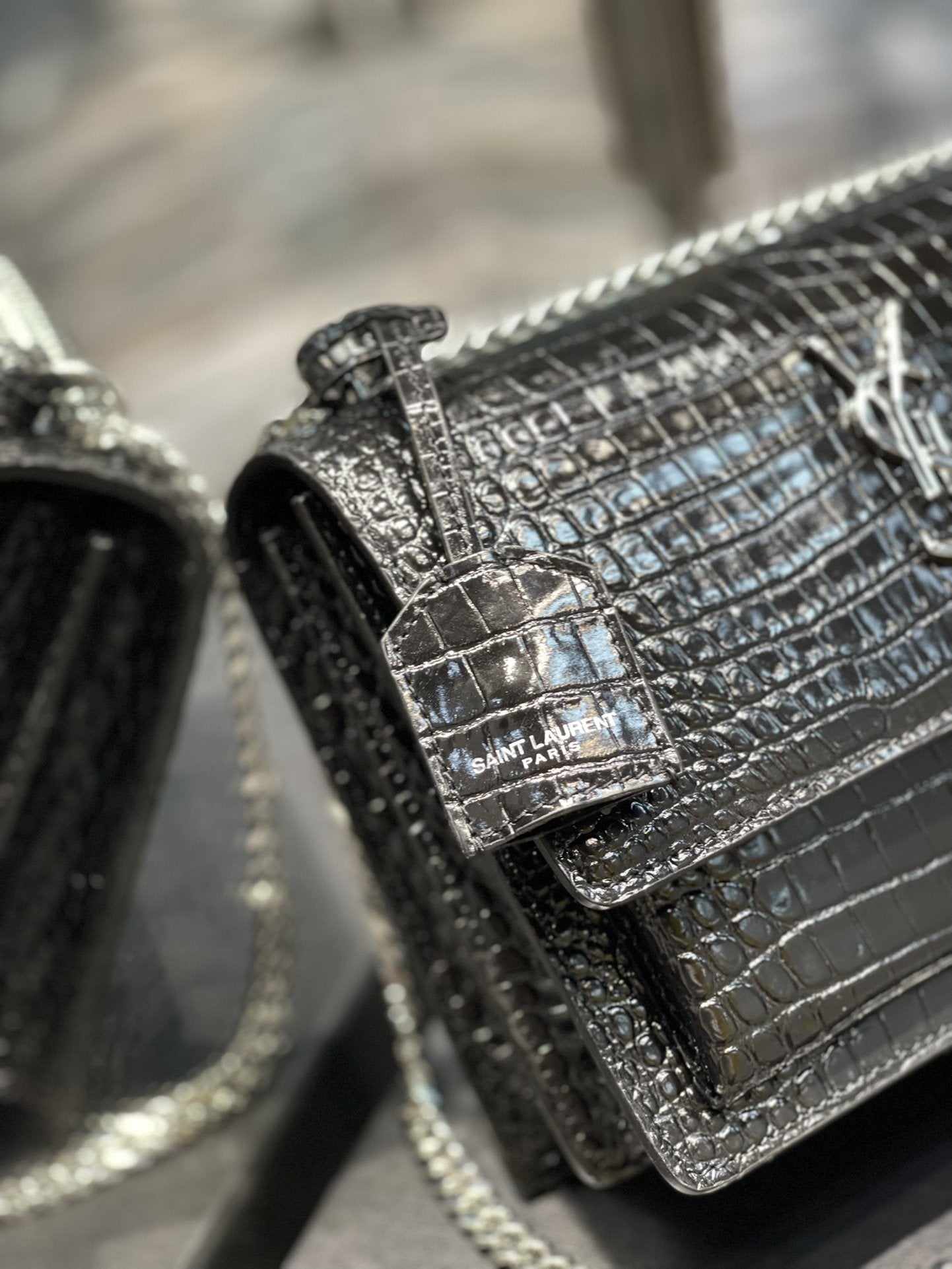 YSSL Sunset Medium Chain Bag Black For Women 8in/22cm YSL 442906DND0U1000