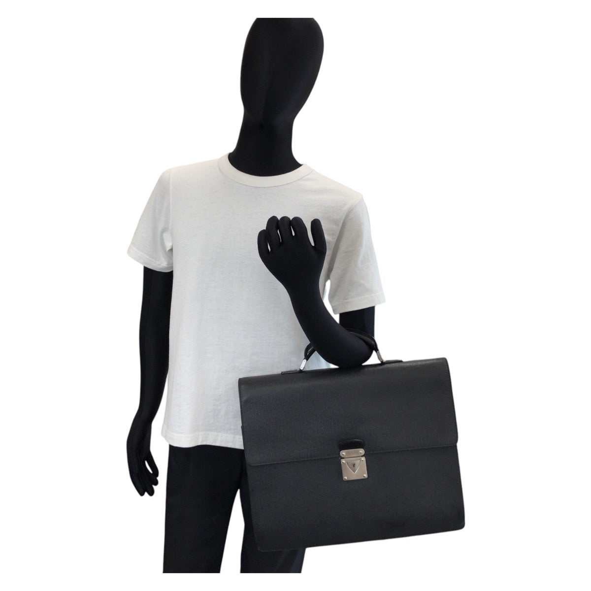 LOUIS VUITTON Business bag M31052 leather Ardoise Black SilverMetal Business bag briefcase Taiga Robusto 1 mens  d