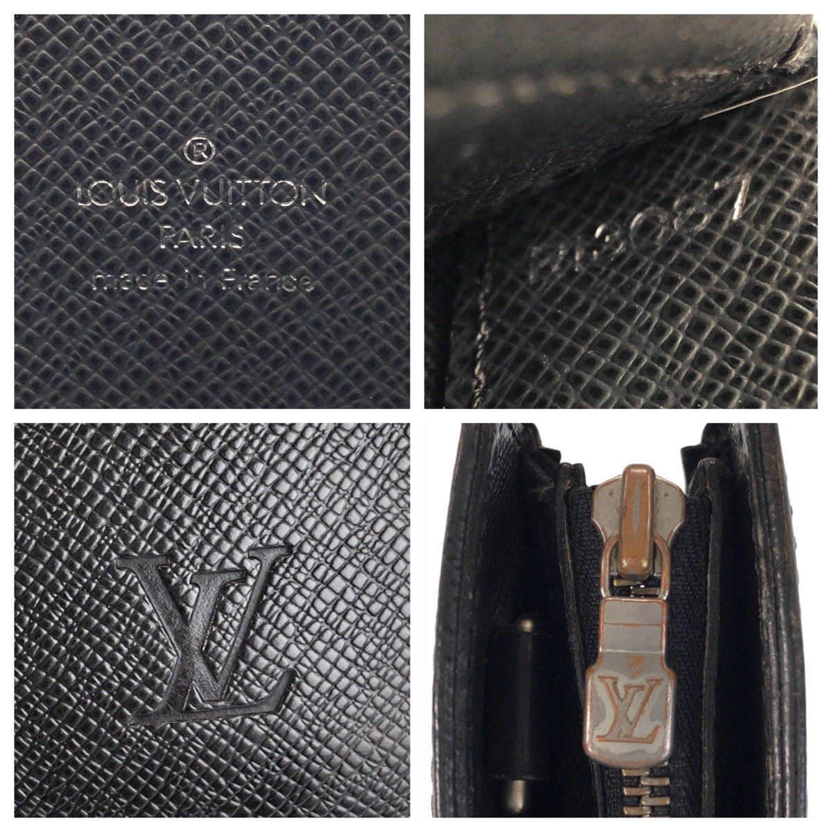 LOUIS VUITTON Business bag M30052 leather Ardoise Black SilverMetal Business bag briefcase Taiga Porto Documan Rozan mens  d