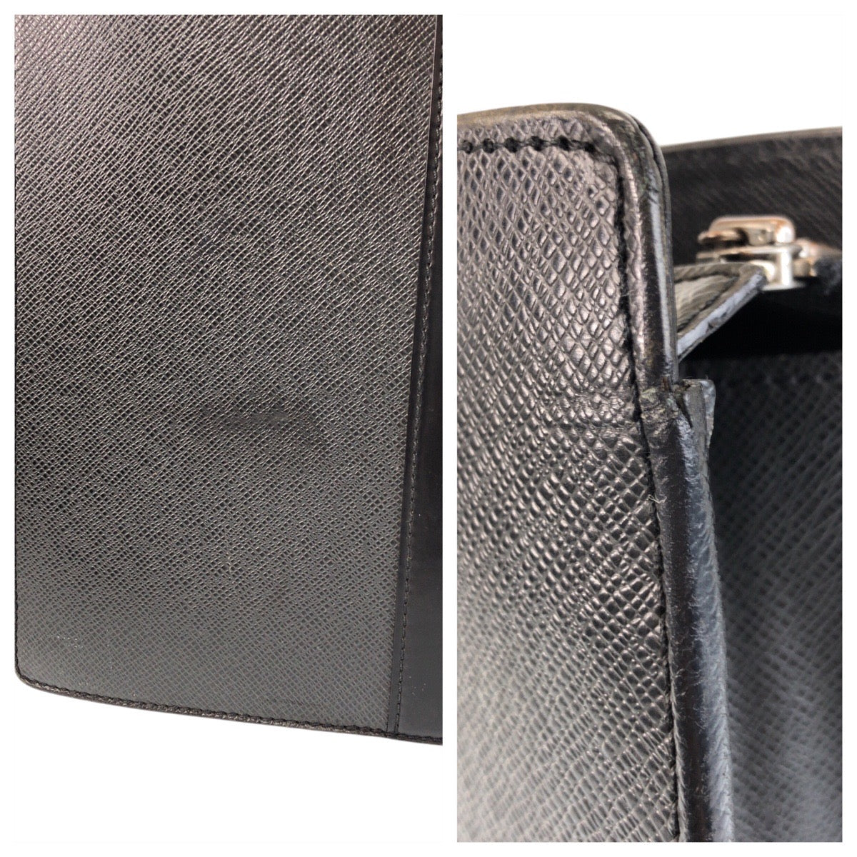LOUIS VUITTON Business bag M30052 leather Ardoise Black SilverMetal Business bag briefcase Taiga Porto Documan Rozan mens  d