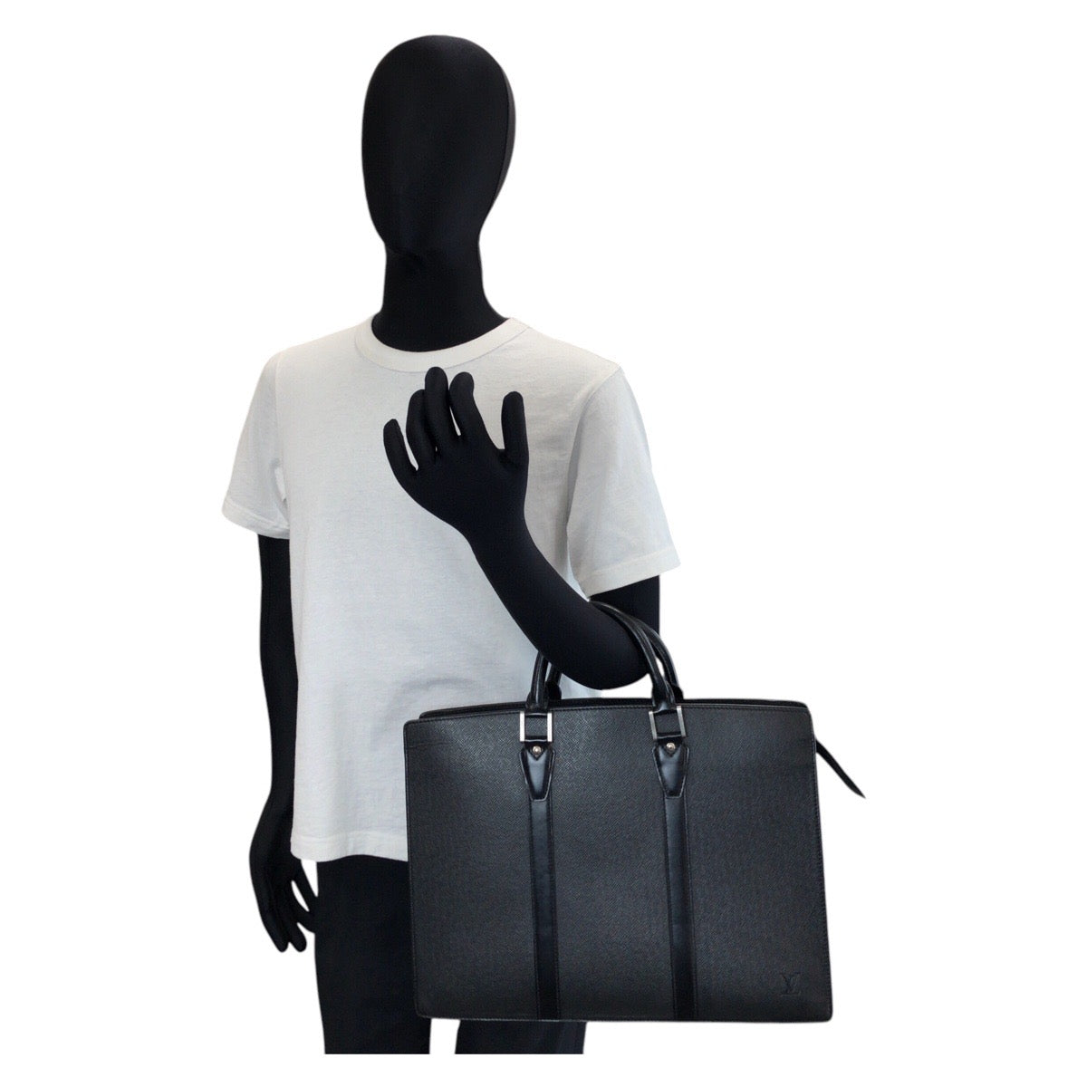LOUIS VUITTON Business bag M30052 leather Ardoise Black SilverMetal Business bag briefcase Taiga Porto Documan Rozan mens  d