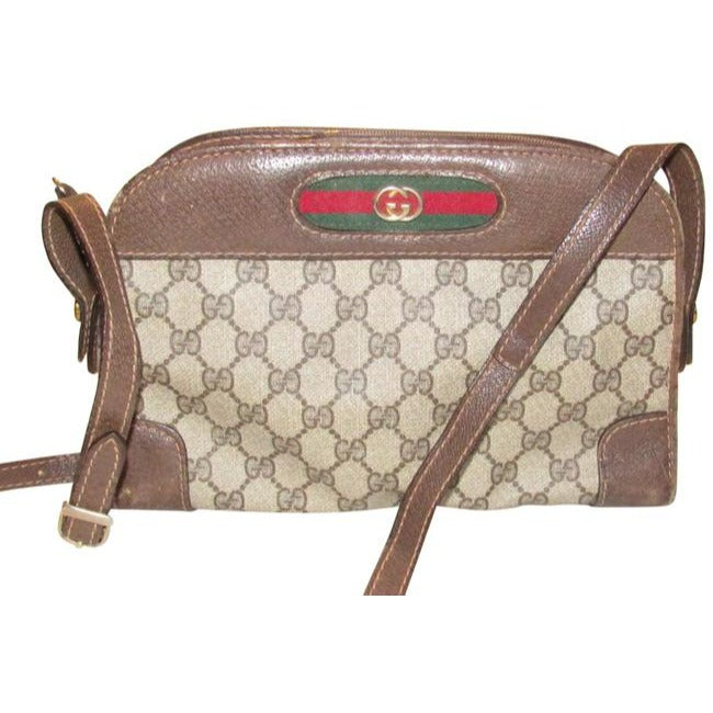Gucci   Gg Web Brown And Large G Logo Print Coated Canvas