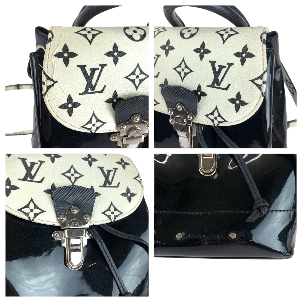 LOUIS VUITTON Backpack M53637 Vernis Black White Backpack Backpack Vernis Monogram Hot Springs Women  d