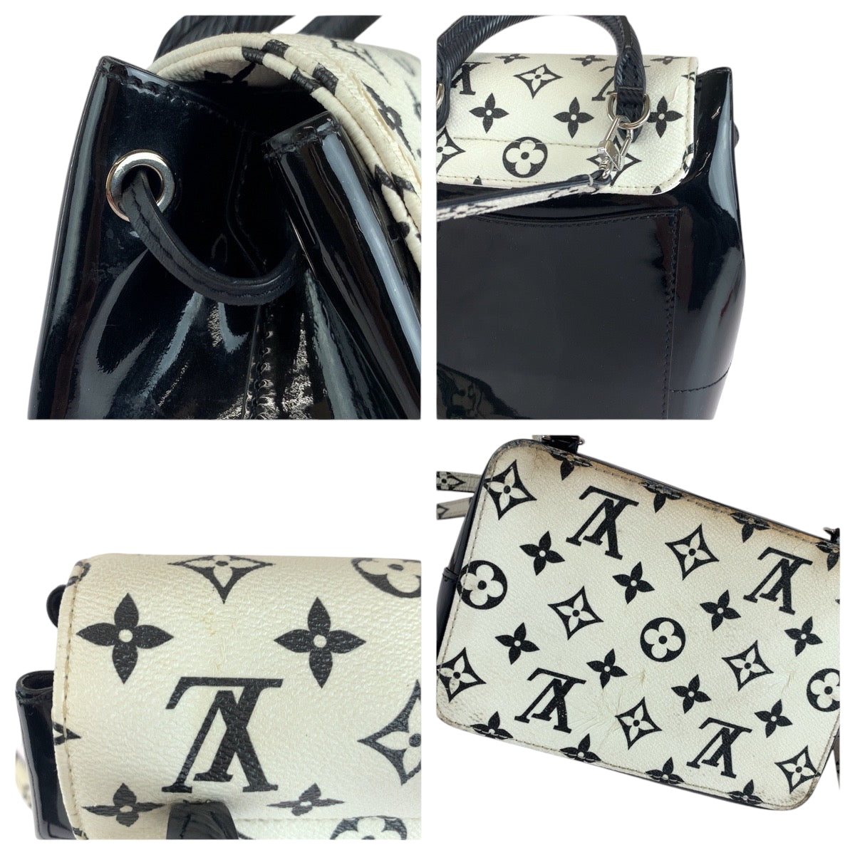 LOUIS VUITTON Backpack M53637 Vernis Black White Backpack Backpack Vernis Monogram Hot Springs Women  d
