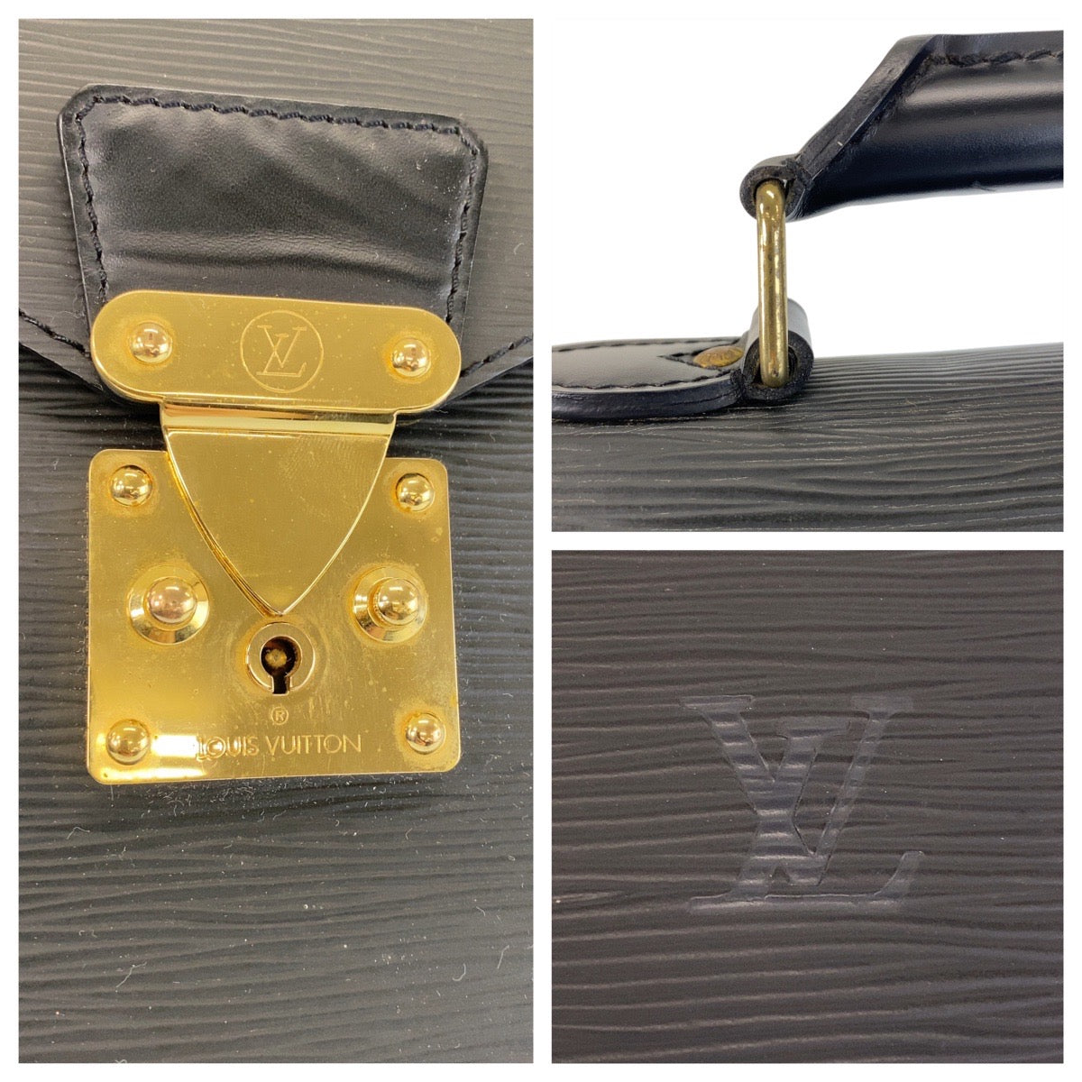 LOUIS VUITTON Business bag M54422 leather Black GoldMetal Business bag briefcase Epi Serviet Conseiller mens  d