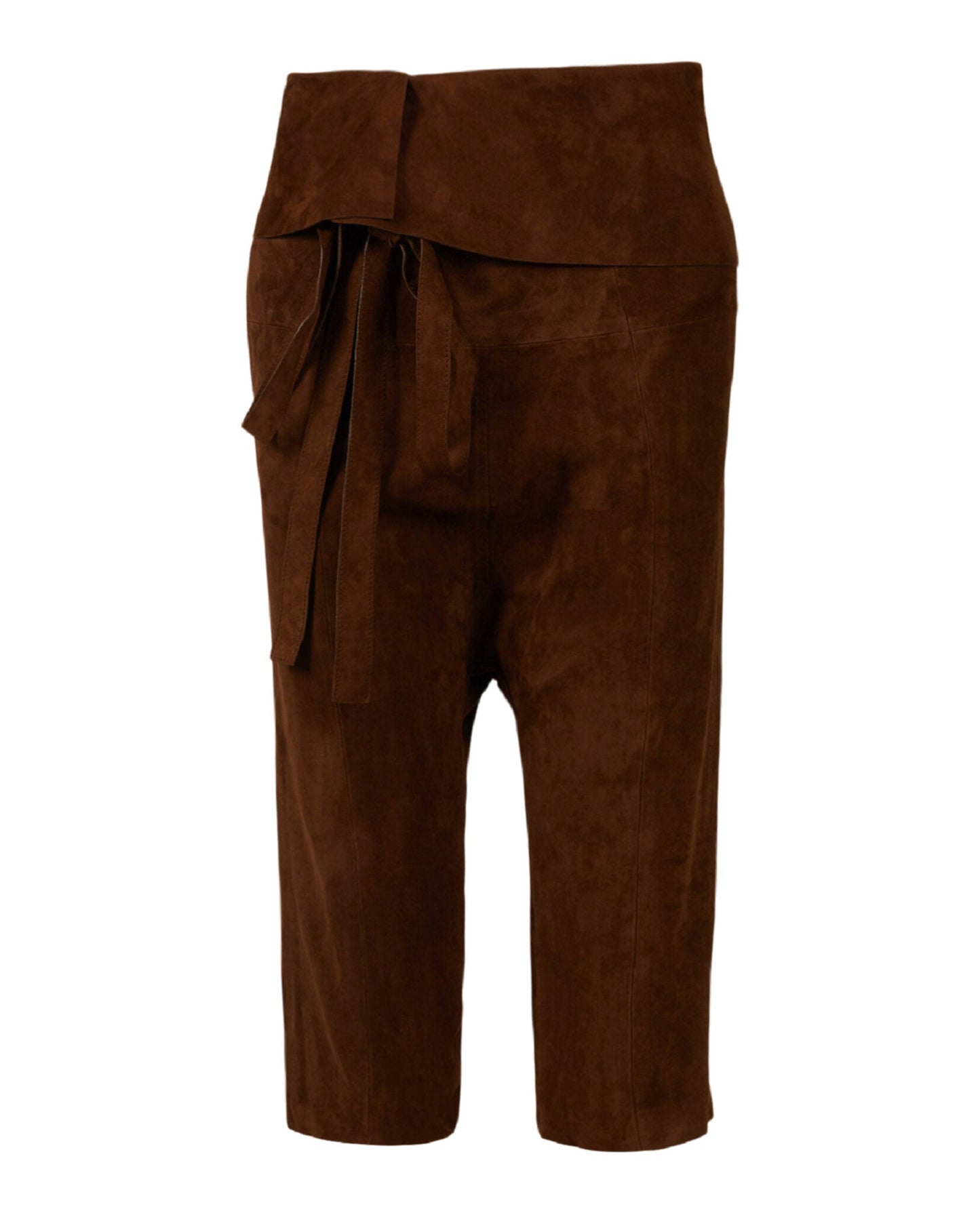 Saint Laurent Womens Cropped Suede Droped Shorts