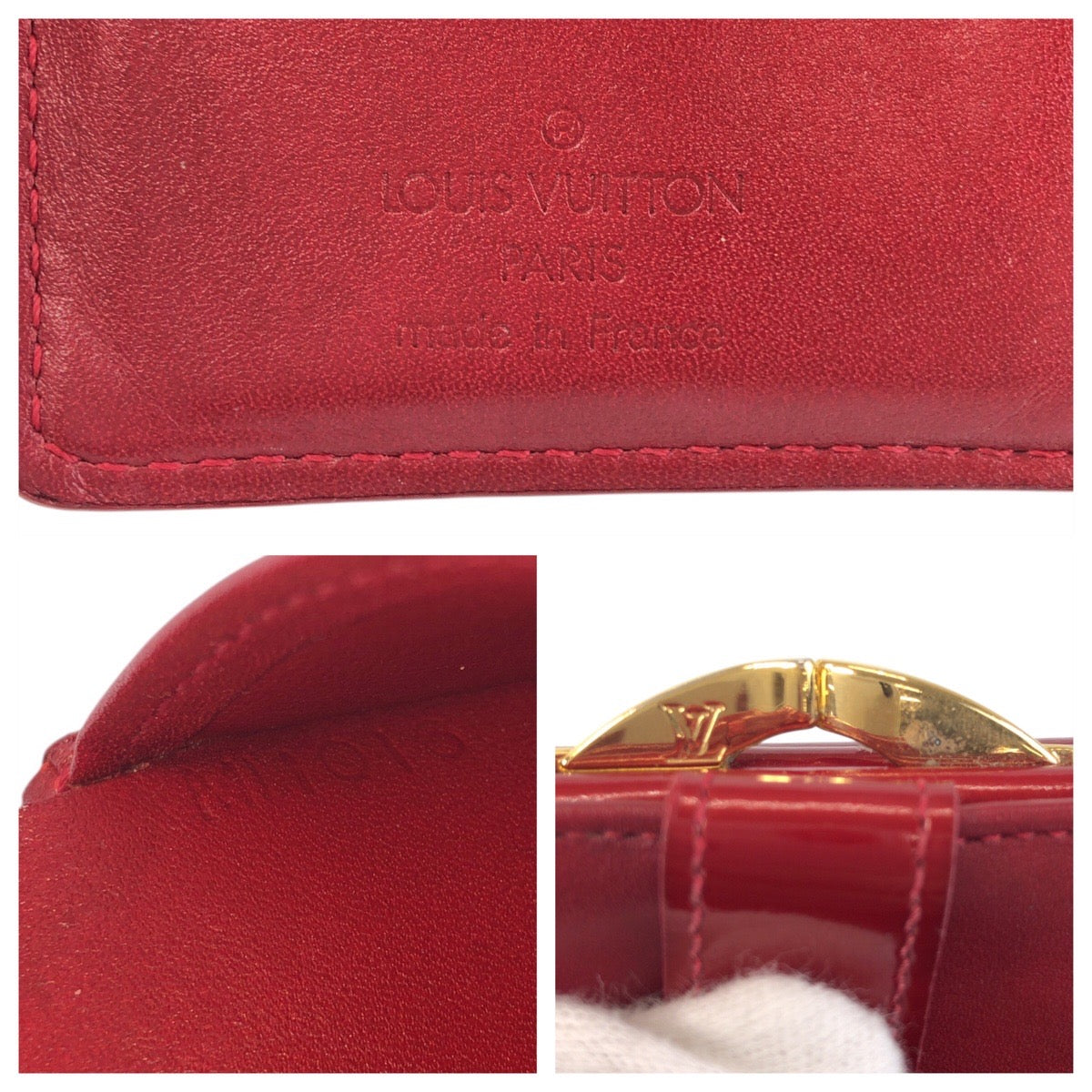 LOUIS VUITTON Bifold Wallet M93528 enamel Red Gold Metal Folding wallet Compact wallet Vernis Portefeuille Viennoiserie Women  d