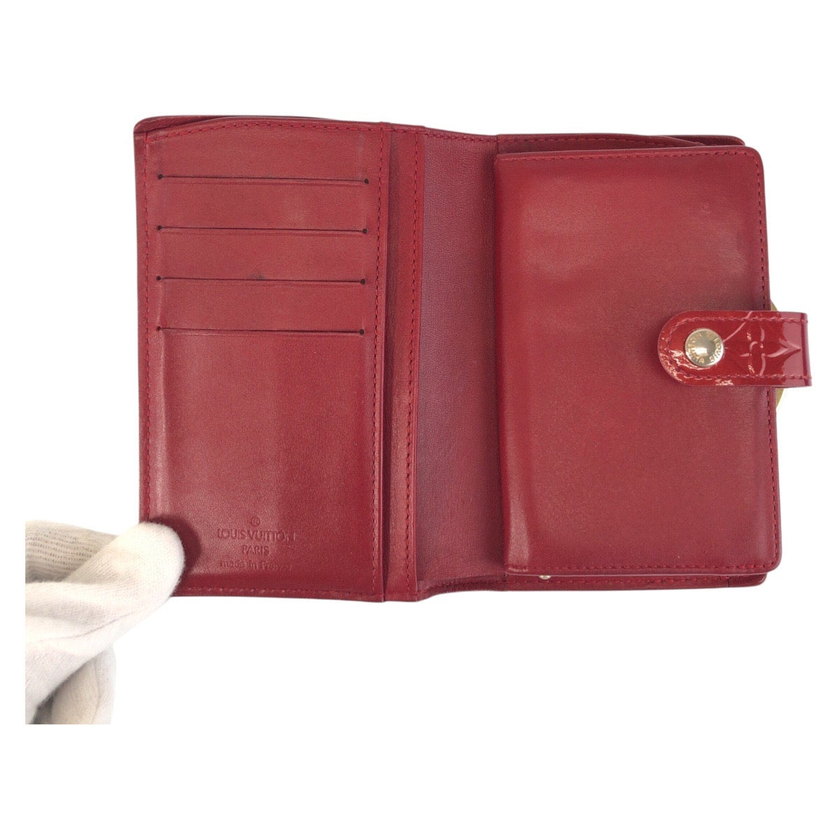 LOUIS VUITTON Bifold Wallet M93528 enamel Red Gold Metal Folding wallet Compact wallet Vernis Portefeuille Viennoiserie Women  d