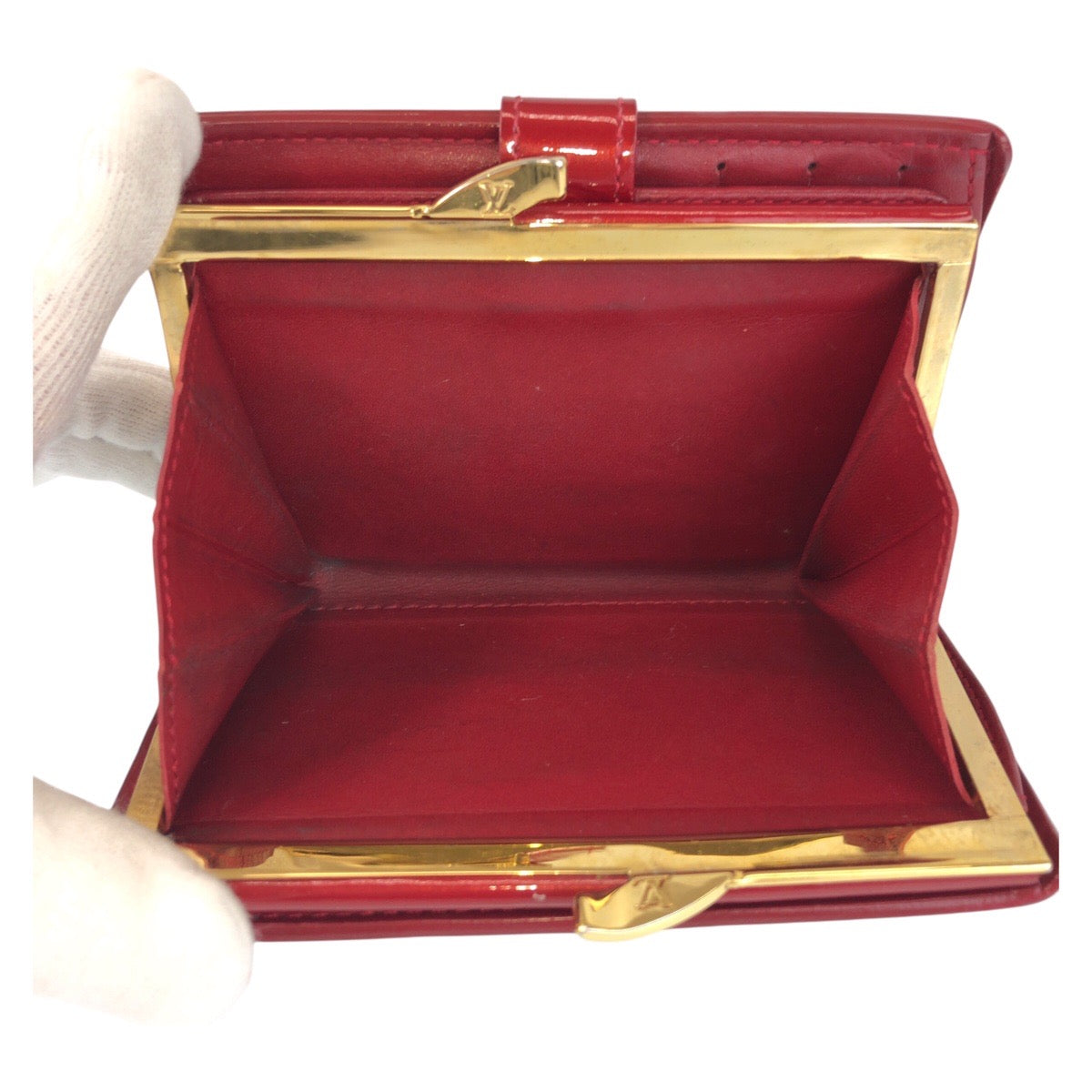 LOUIS VUITTON Bifold Wallet M93528 enamel Red Gold Metal Folding wallet Compact wallet Vernis Portefeuille Viennoiserie Women  d