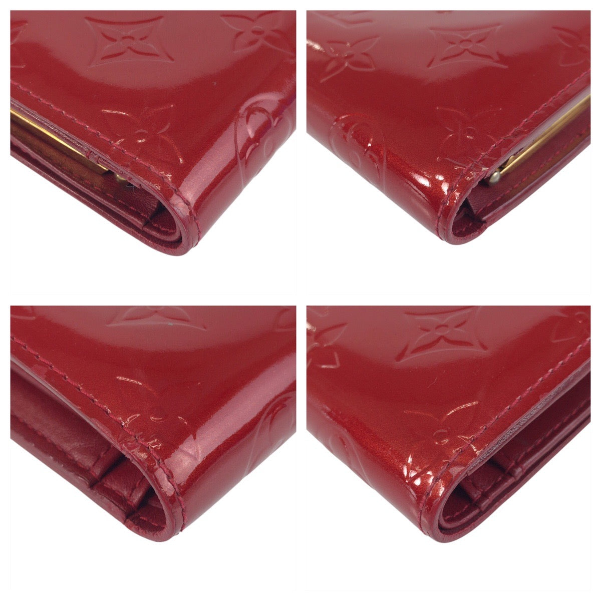 LOUIS VUITTON Bifold Wallet M93528 enamel Red Gold Metal Folding wallet Compact wallet Vernis Portefeuille Viennoiserie Women  d