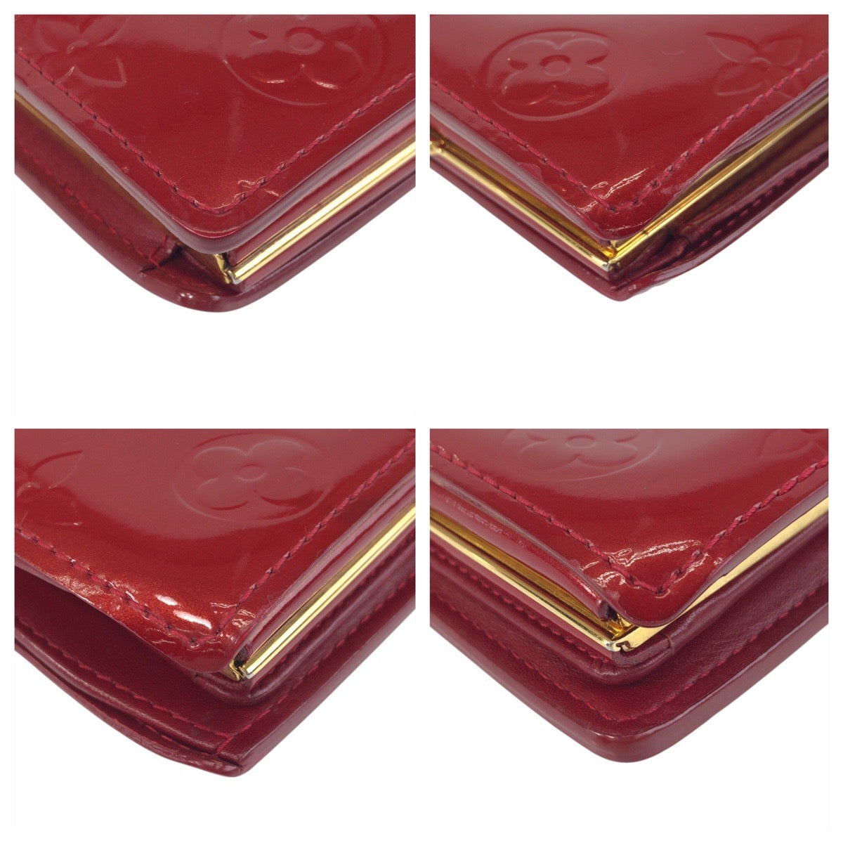 LOUIS VUITTON Bifold Wallet M93528 enamel Red Gold Metal Folding wallet Compact wallet Vernis Portefeuille Viennoiserie Women  d