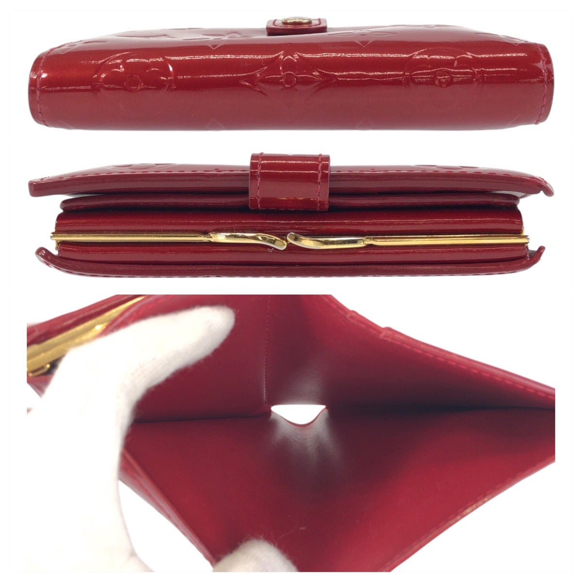 LOUIS VUITTON Bifold Wallet M93528 enamel Red Gold Metal Folding wallet Compact wallet Vernis Portefeuille Viennoiserie Women  d