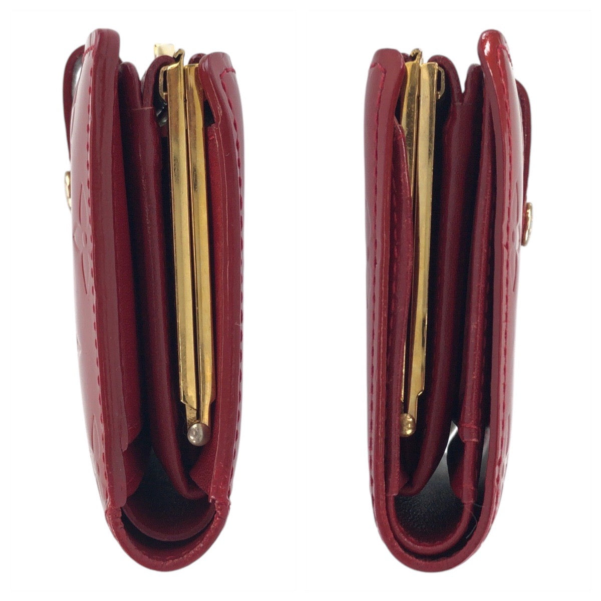 LOUIS VUITTON Bifold Wallet M93528 enamel Red Gold Metal Folding wallet Compact wallet Vernis Portefeuille Viennoiserie Women  d