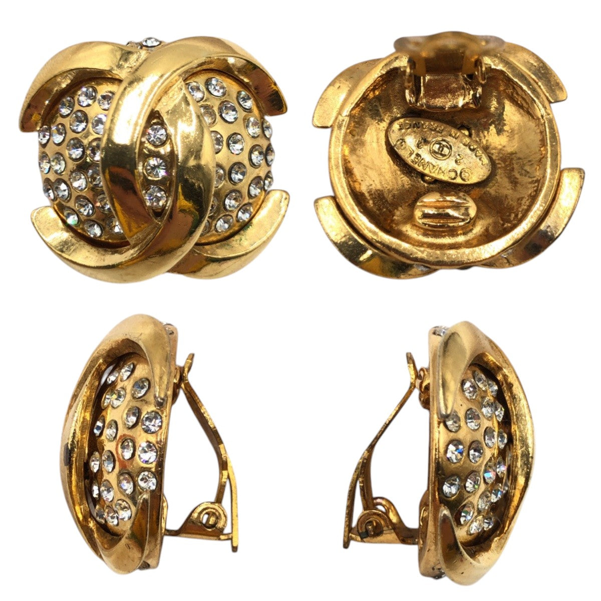Chanel Metal/Rhinestone Coco Mark Earrings 23