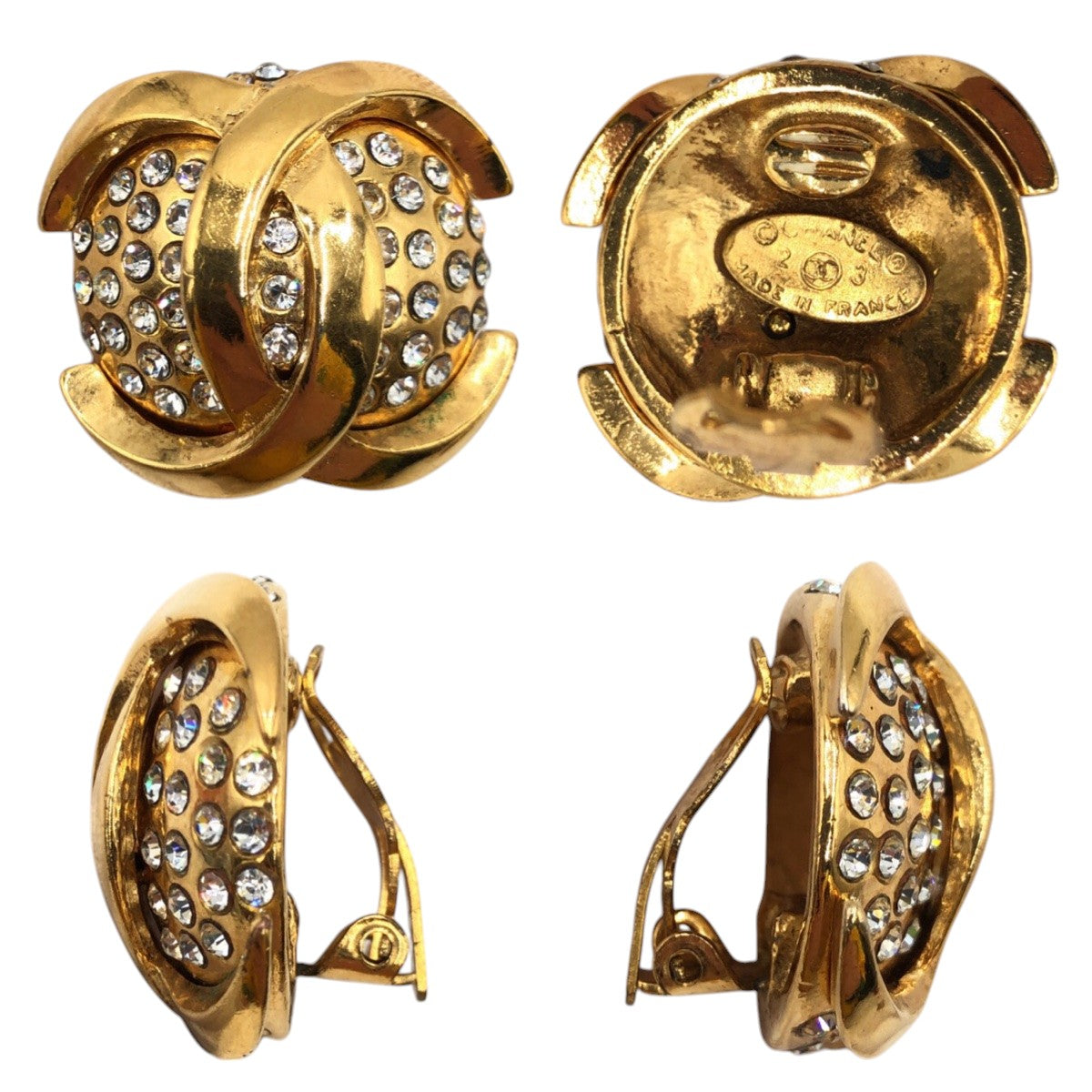 Chanel Metal/Rhinestone Coco Mark Earrings 23