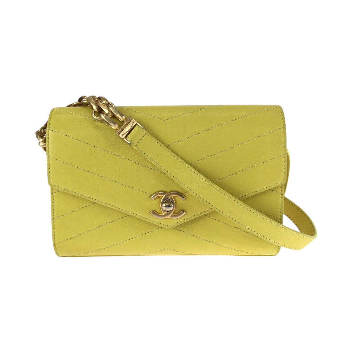 Chanel Chevron Stitch Calfskin 2way Chain Bag