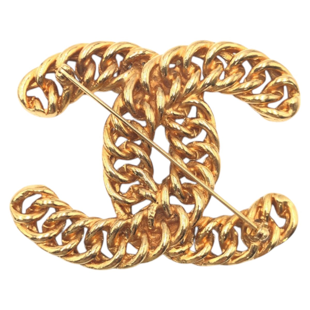 Chanel Metal Big Chain Coco Mark Brooch