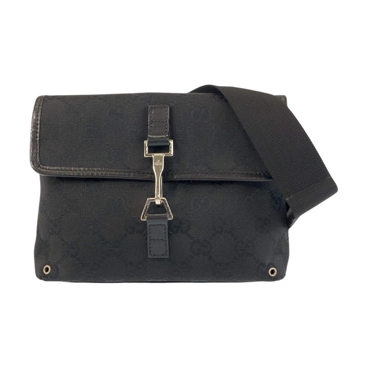 GUCCI Sling bag 92543 GG canvas Black SilverMetal Sling bag Bum bag Women
