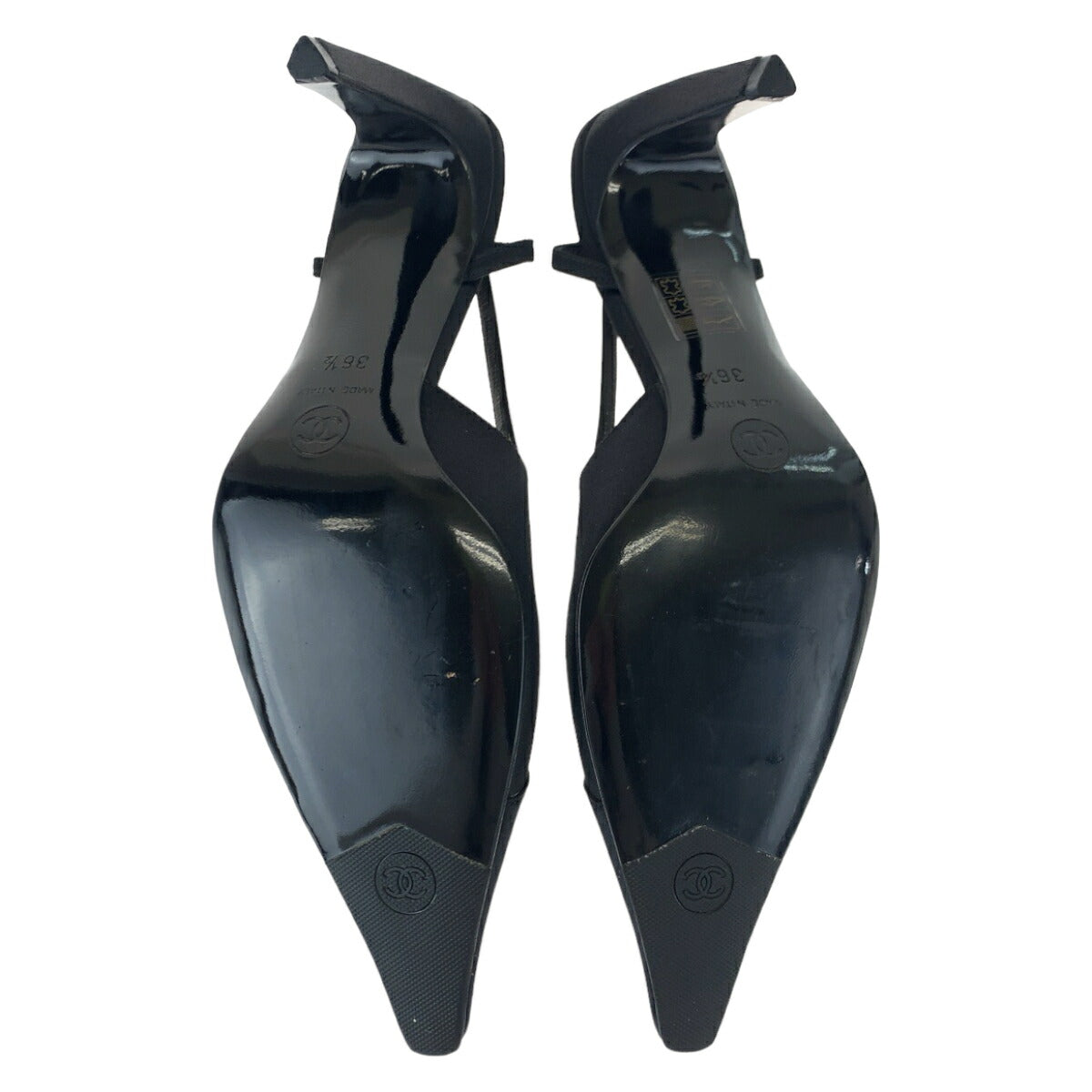 Chanel Line Stone Satin Pumps