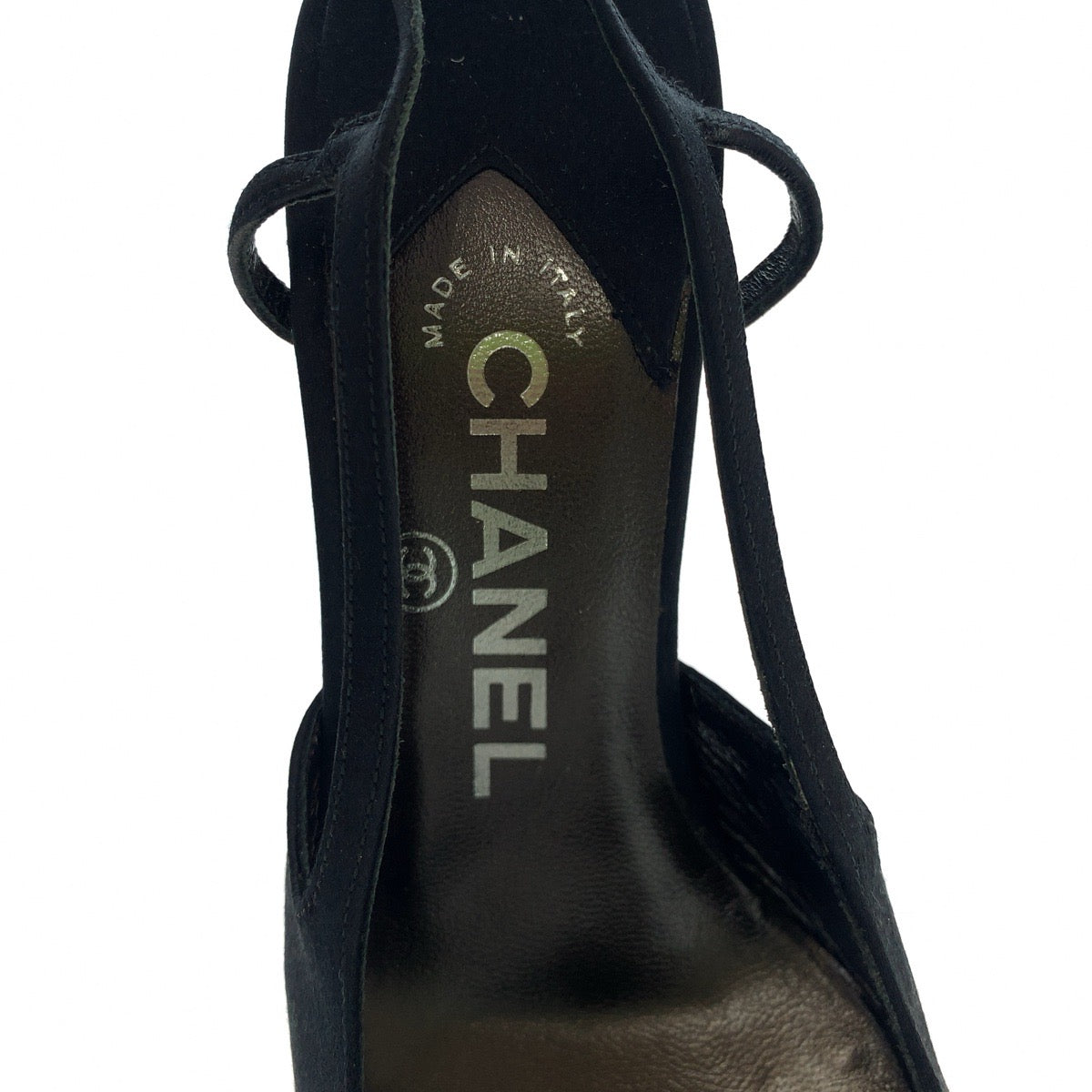 Chanel Line Stone Satin Pumps