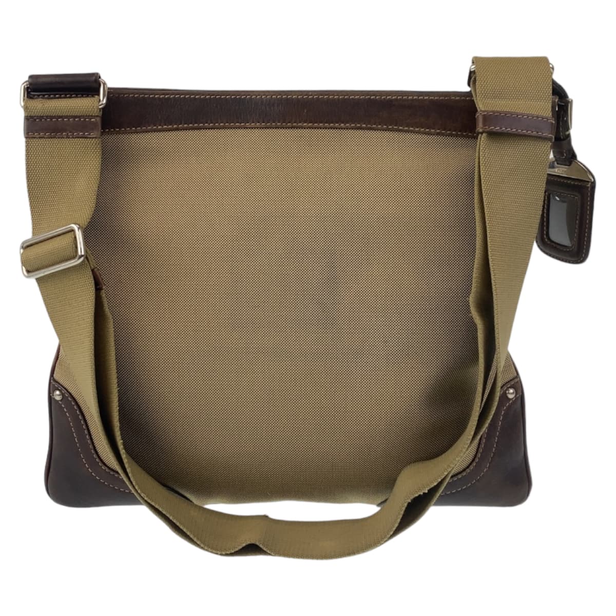 PRADA Shoulder Bag canvas Beige Brown SilverMetal Shoulder Bag Messenger bag Logo jacquard Women(Unisex)