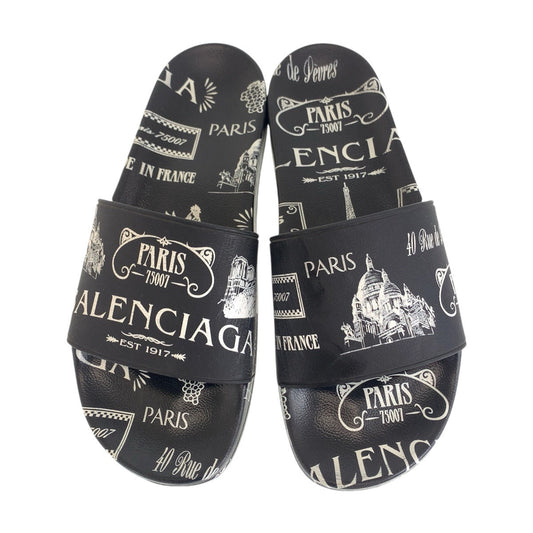 BALENCIAGA Sandals Rubber Two-tone (black) Sandals Slippers Slides Size: 12/11.6" mens 45