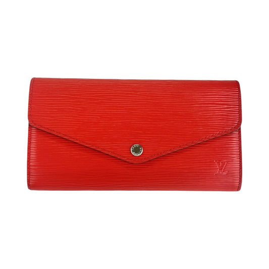 LOUIS VUITTON Long Wallet Purse M60723 leather Coquelicot SilverMetal Long wallet Epi Portefeuille Sarah Women