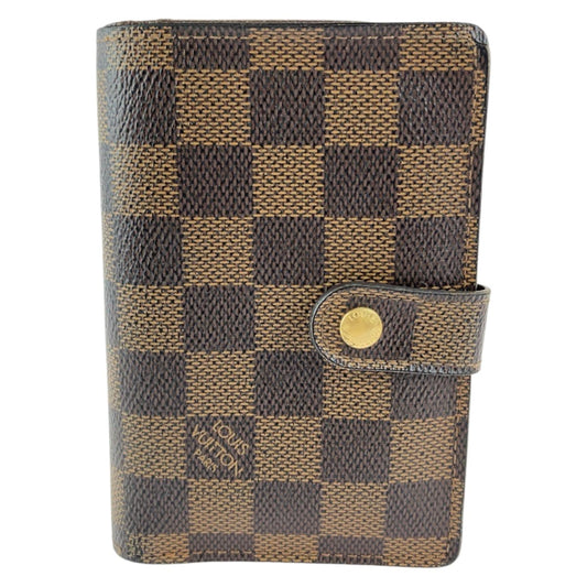 LOUIS VUITTON Bifold Wallet N61674 PVC Brown Gold Metal Purse Folding Wallet Compact Wallet Damier Ebene Portefeuille Viennoiserie Women