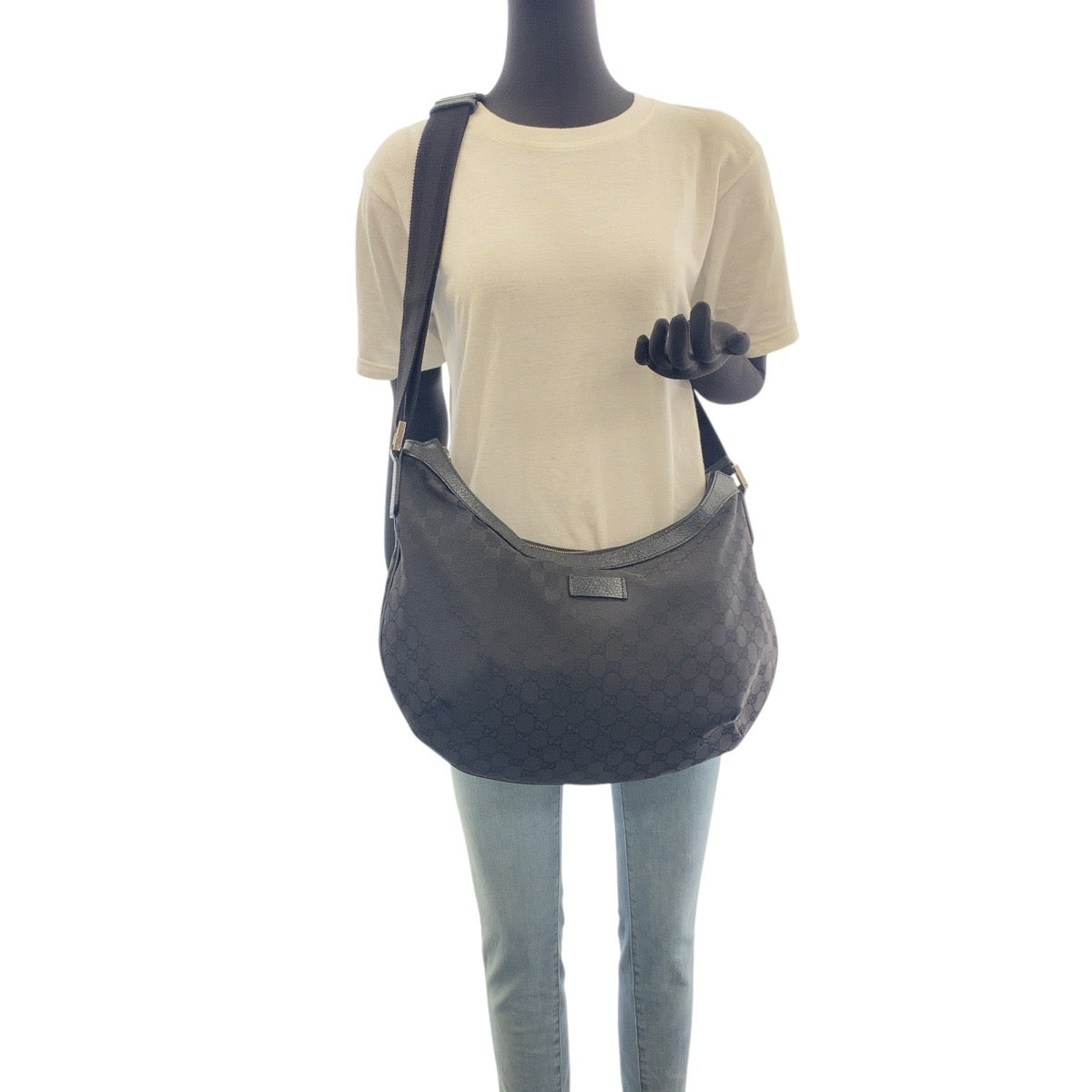 GUCCI Shoulder Bag 189752 GG canvas, leather black Crossbody Shoulder Bag Women