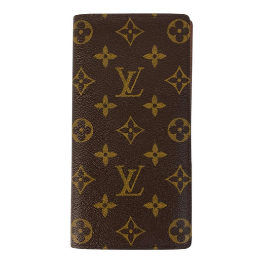 LOUIS VUITTON Long Wallet Purse M66540 PVC Brown Gold Metal Long Wallet Purse Monogram Portefeuille Braza mens