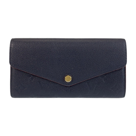 LOUIS VUITTON Long Wallet Purse M62125 leather Navy Gold Metal Long Wallet Purse Monogram Unplant Portefeuille Sarah Women