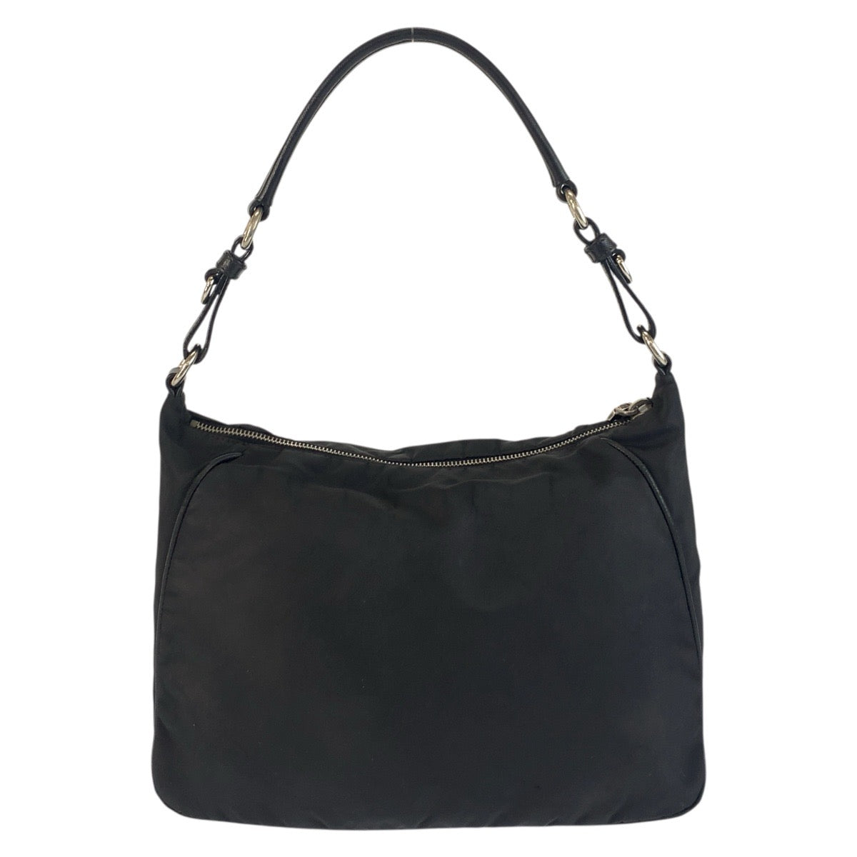 PRADA Shoulder Bag Nylon Black SilverMetal Test Triangle With logo
