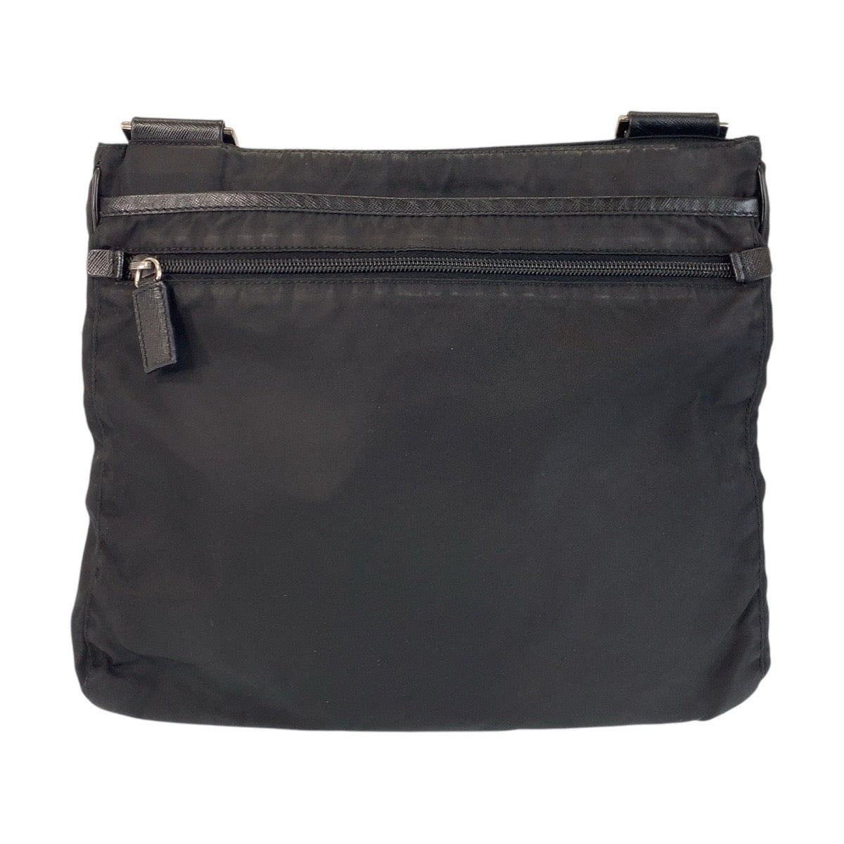 PRADA Shoulder Bag Nylon Black SilverMetal Test Triangle With logo