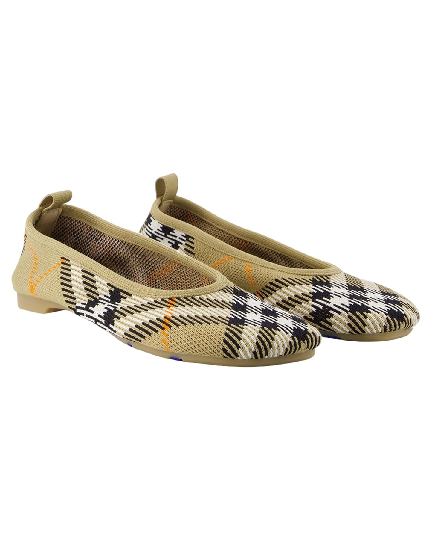Burberry Knit Checkered SlipOn Flats Women Brown | Beige
