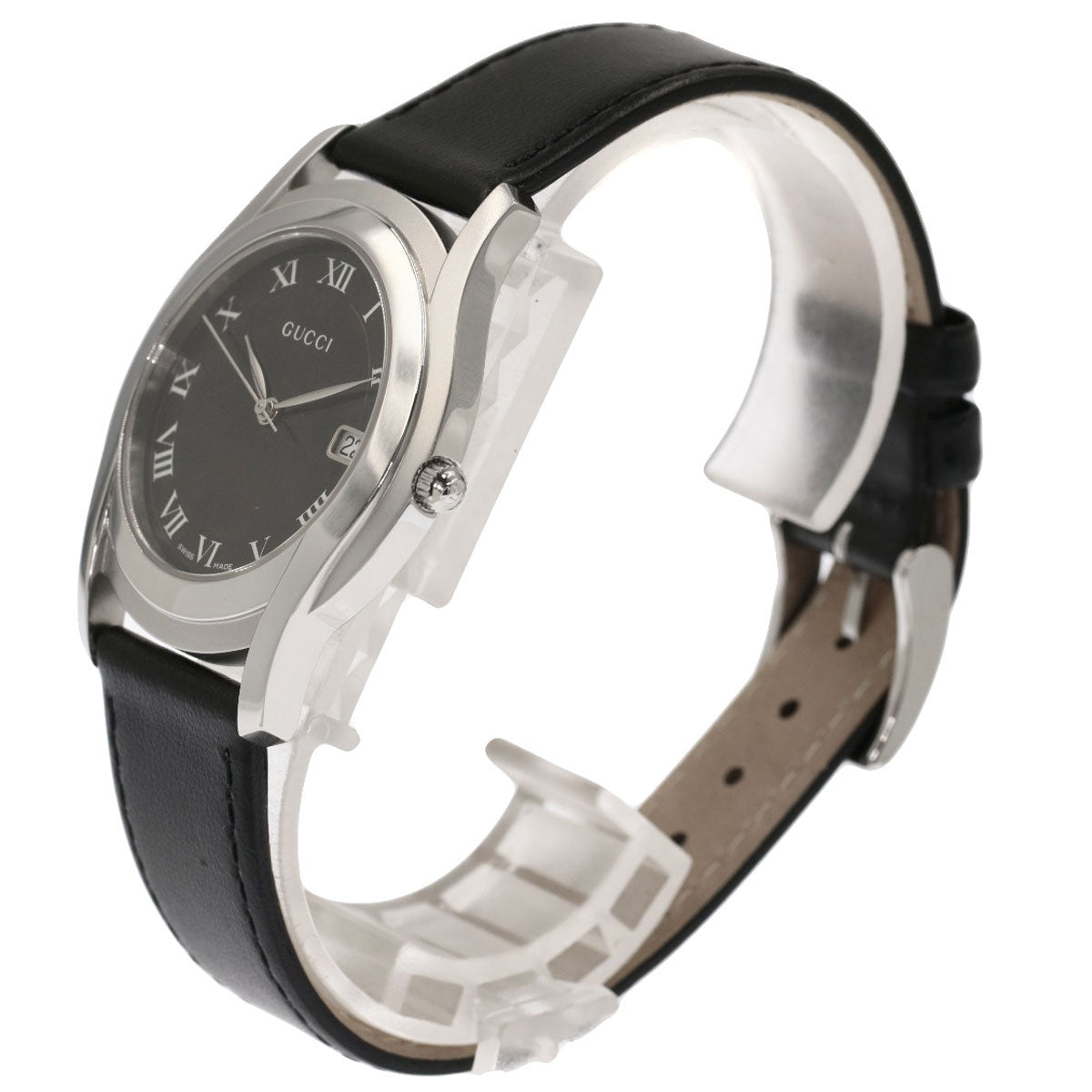 GUCCI Watches Quartz Stainless Steel, Leather black 5500M black dial mens  d