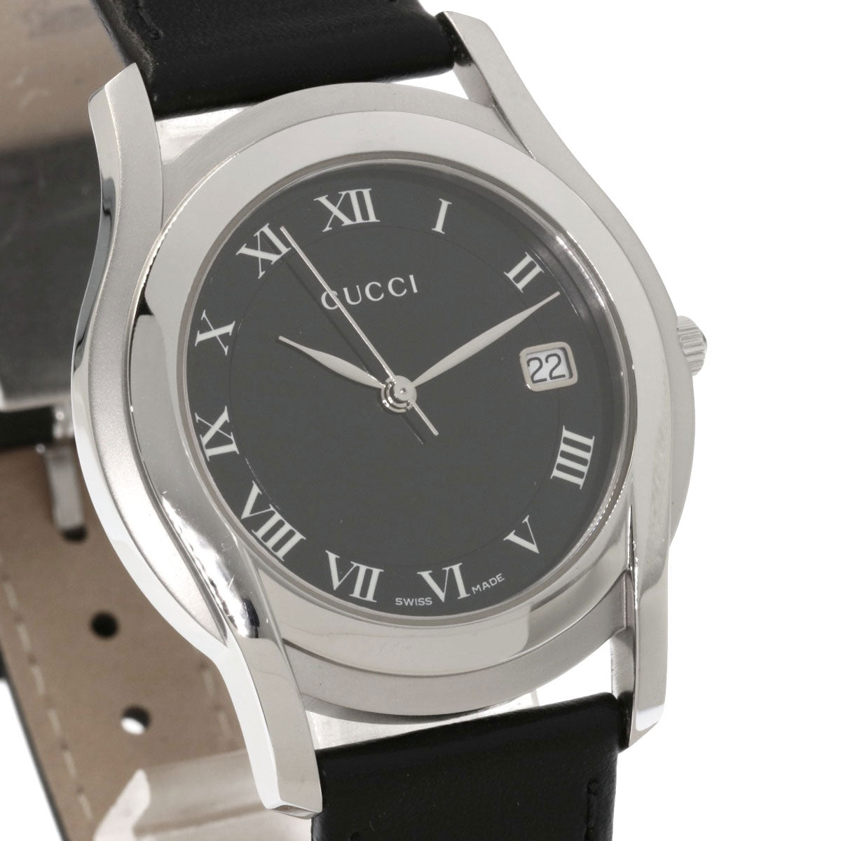 GUCCI Watches Quartz Stainless Steel, Leather black 5500M black dial mens  d